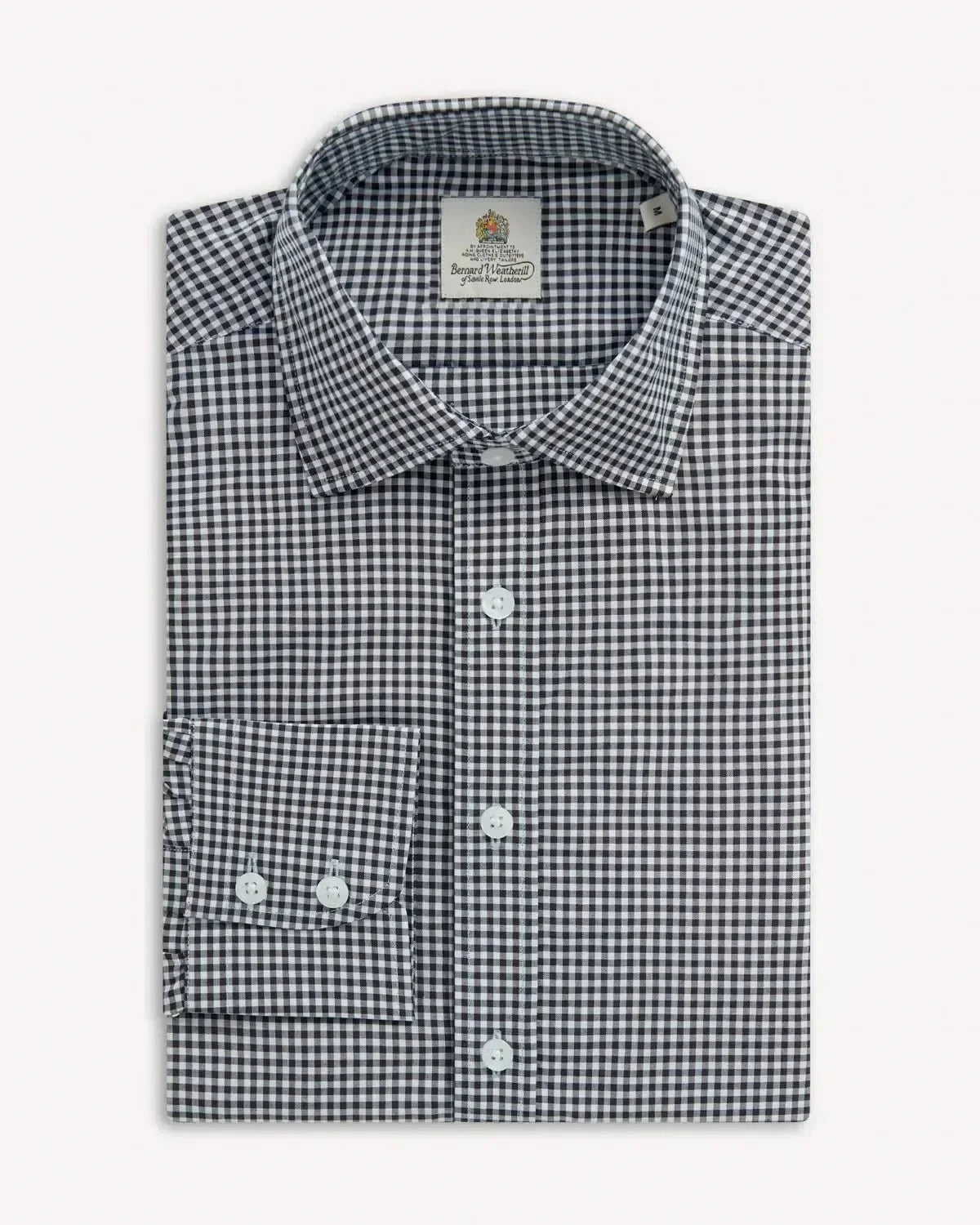 Bernard Weatherill Poplin Micro Gingham Shirt Black White - Malford_of_London_Tailoring_Archive