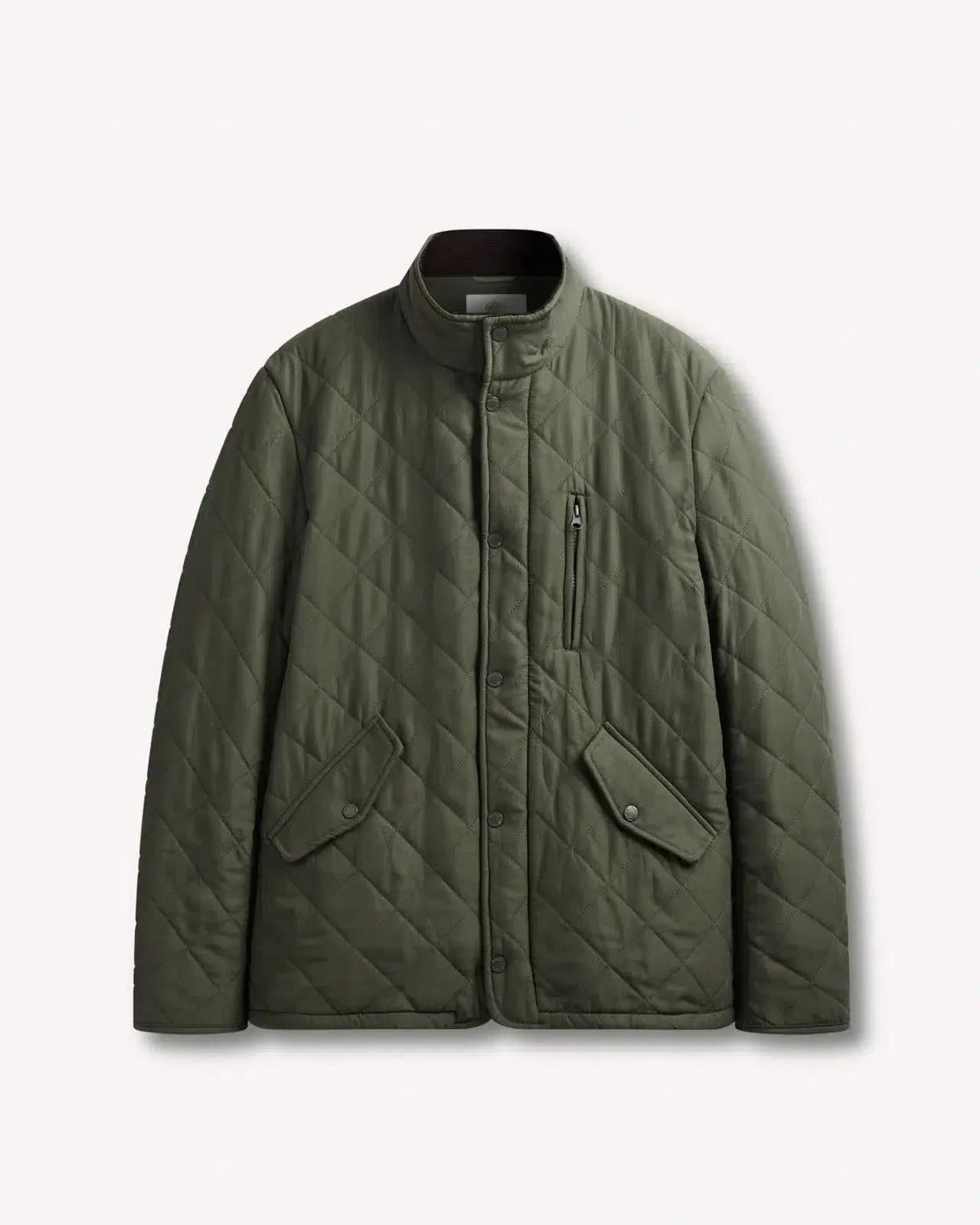 Bernard Weatherill Stand Collar Padded Jacket Khaki Green - Malford_of_London_Tailoring_Archive