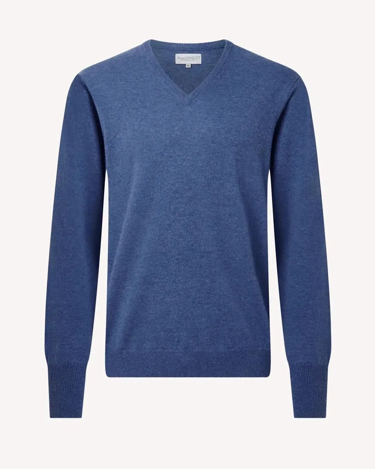Bernard Weatherill V-Neck Pullover Jumper Channel Isle Blue - Malford_of_London_Tailoring_Archive