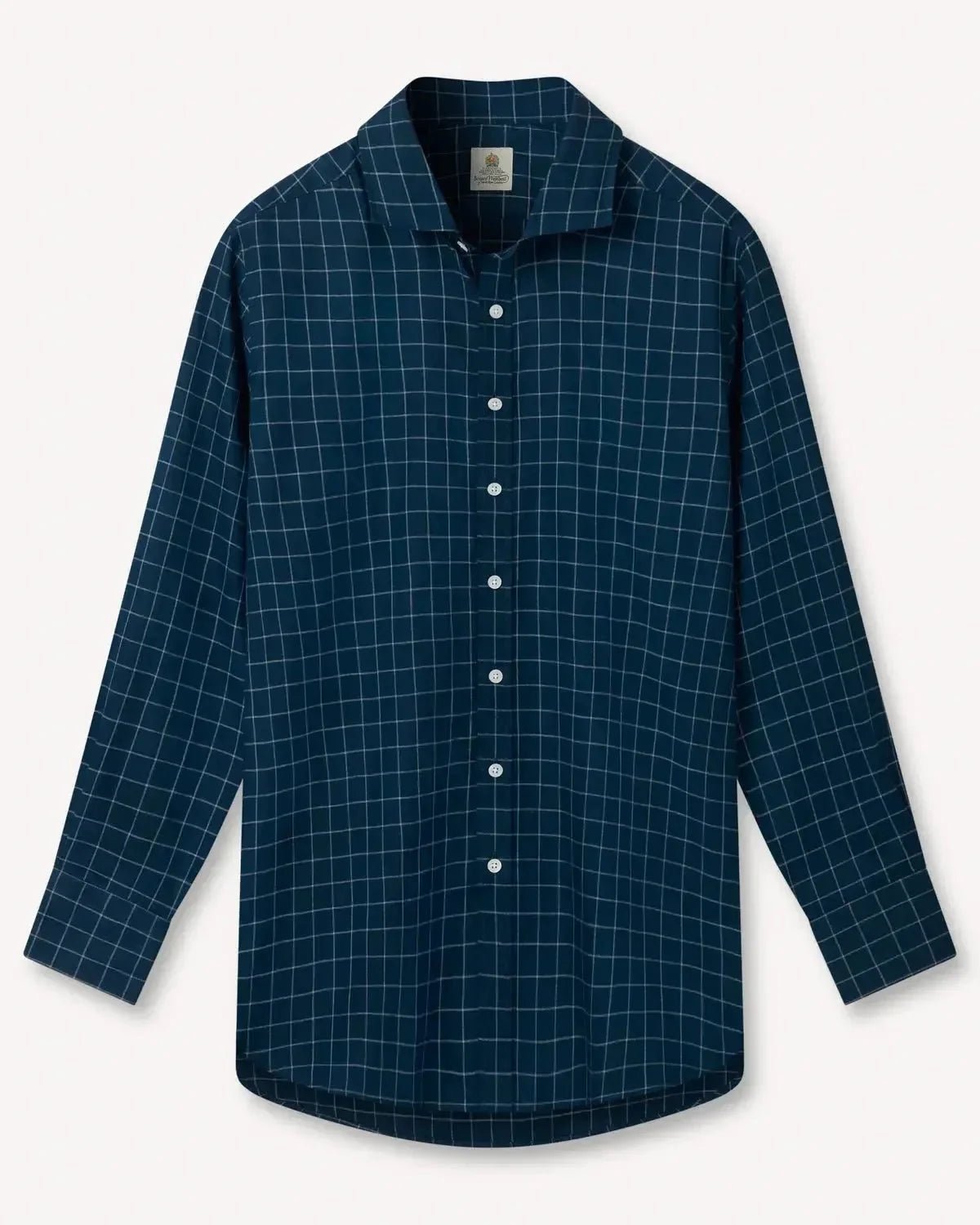 Bernard Weatherill Windowpane Check Shirt Navy Grey - Malford_of_London_Tailoring_Archive