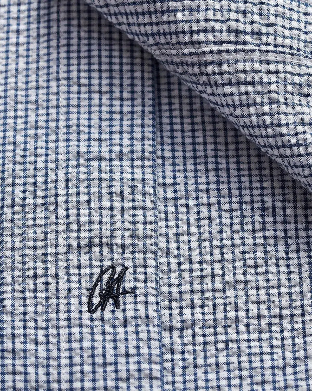Charlie Allen Seersucker Cotton Shirt Navy - Malford_of_London_Tailoring_Archive