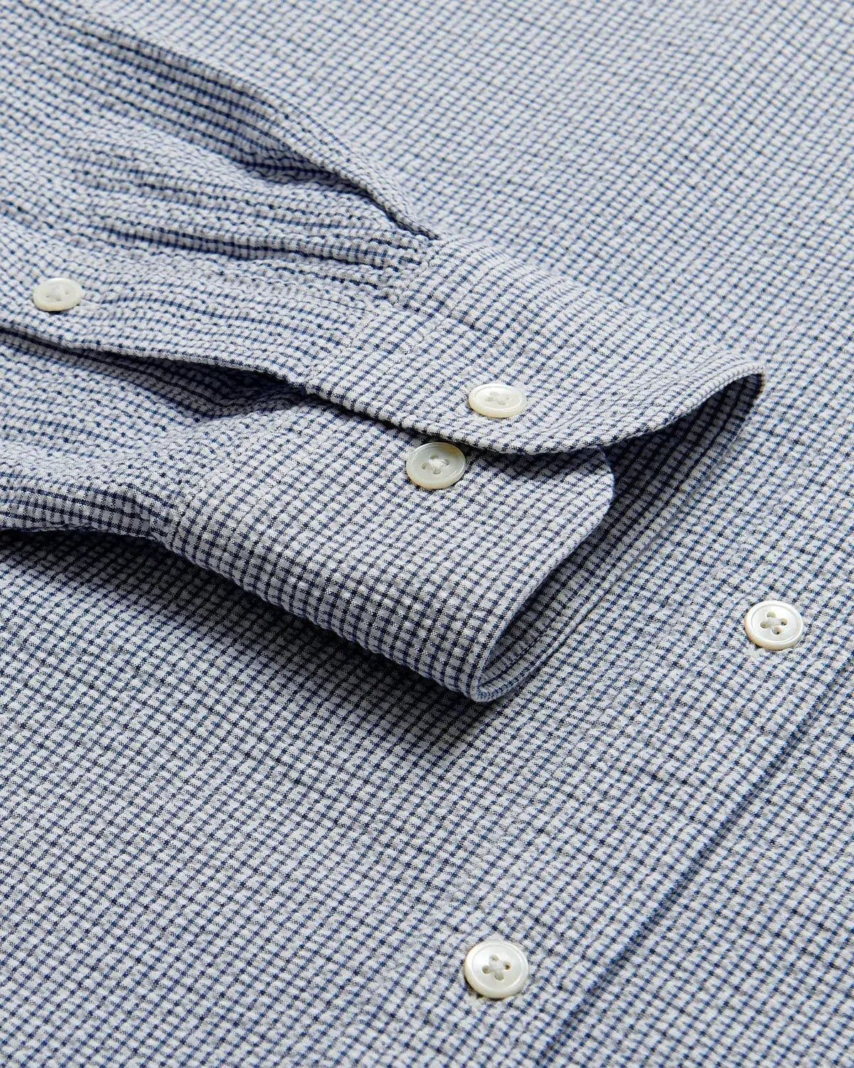 Charlie Allen Seersucker Cotton Shirt Navy - Malford_of_London_Tailoring_Archive