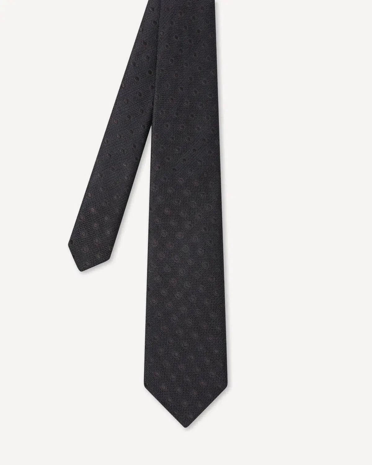 Charlie Allen Woven Polka Dot Tie Chocolate - Malford_of_London_Tailoring_Archive