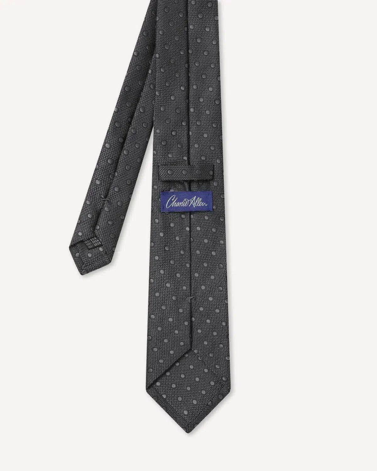 Charlie Allen Woven Polka Dot Tie Silver - Malford_of_London_Tailoring_Archive