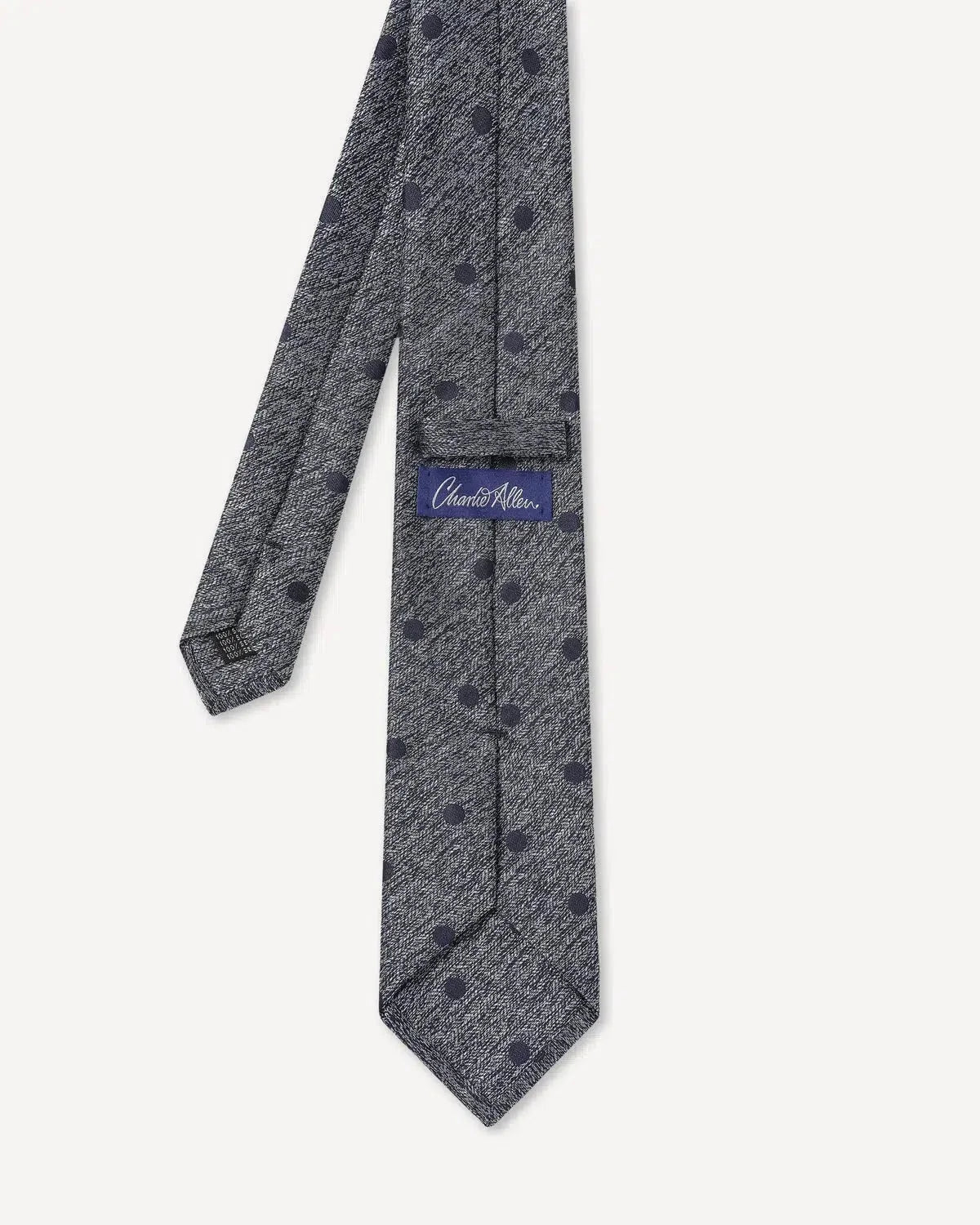 Charlie Allen Woven Polka Dot Weave Tie Blue - Malford_of_London_Tailoring_Archive