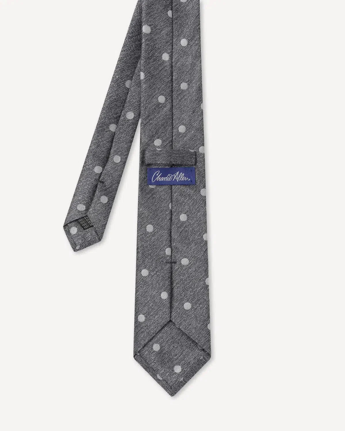 Charlie Allen Woven Polka Dot Weave Tie Silver - Malford_of_London_Tailoring_Archive
