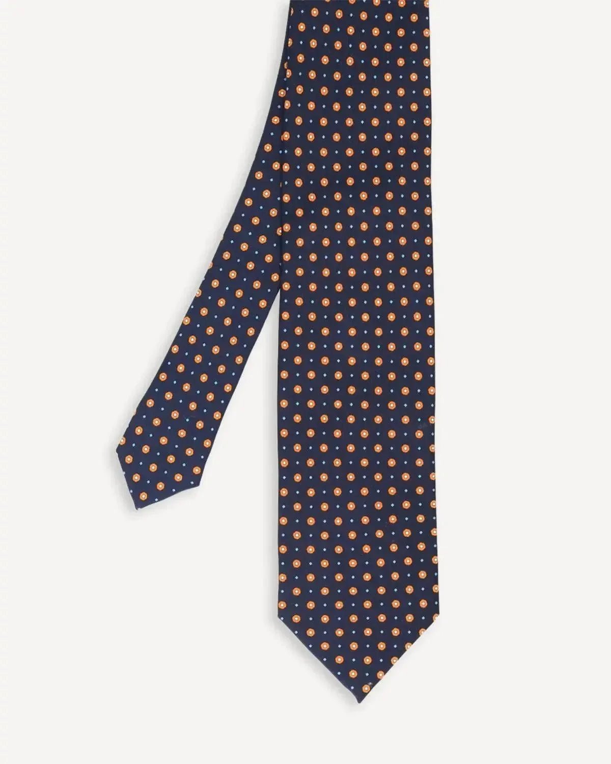 Drake's Floral Print Silk Tie Navy - Malford_of_London_Tailoring_Archive