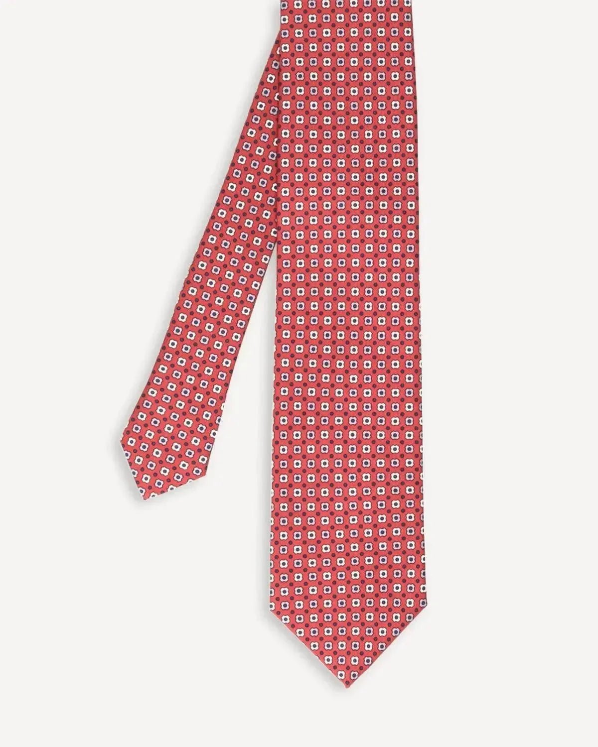 Drake's Geometric Square Silk Tie Red Grey - Malford_of_London_Tailoring_Archive