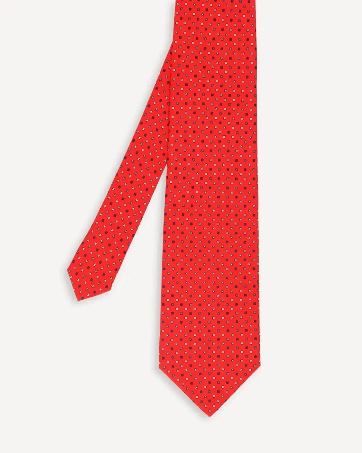 Drake's Micro Star Design Silk Tie Red - Malford_of_London_Tailoring_Archive