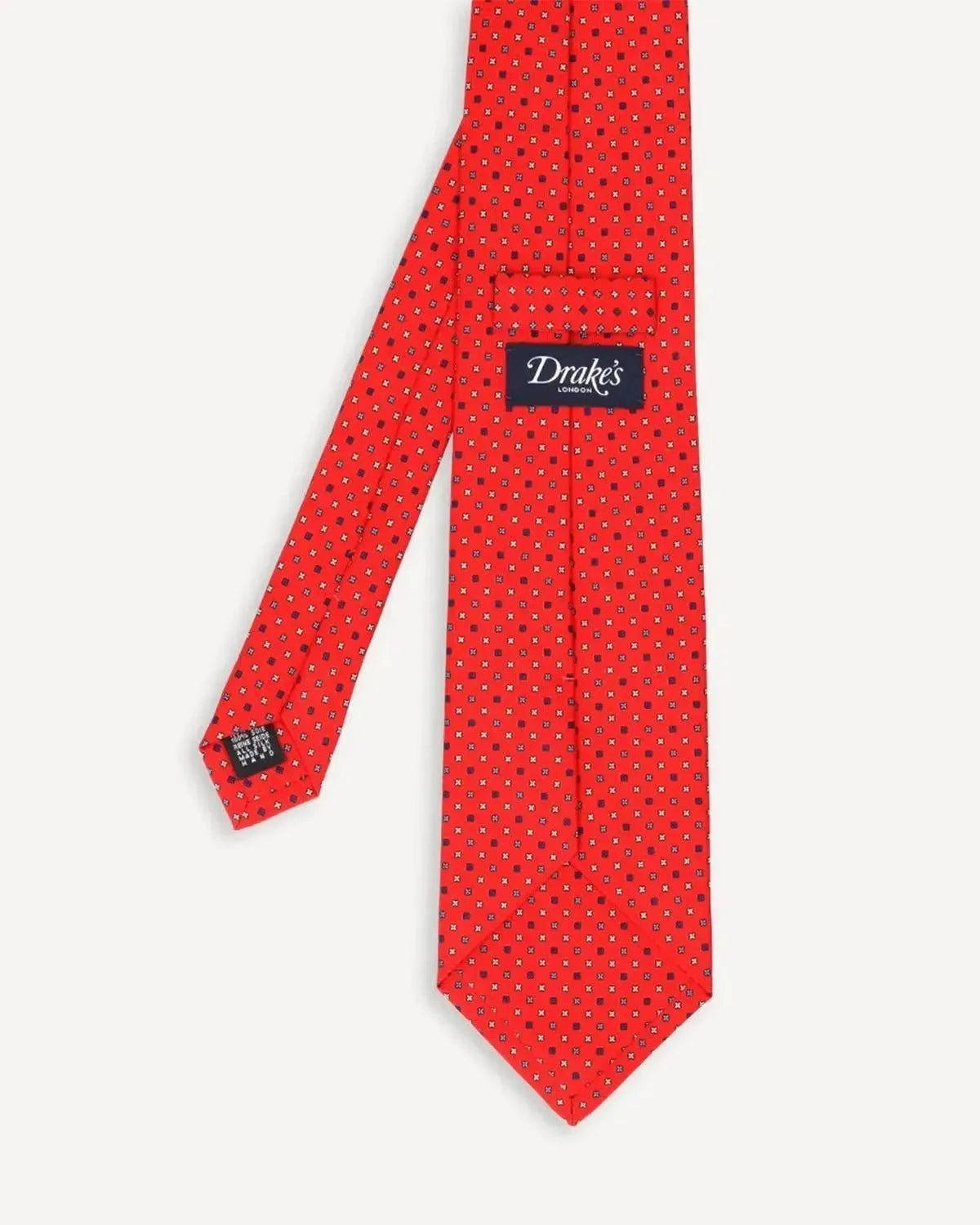 Drake's Micro Star Design Silk Tie Red - Malford_of_London_Tailoring_Archive
