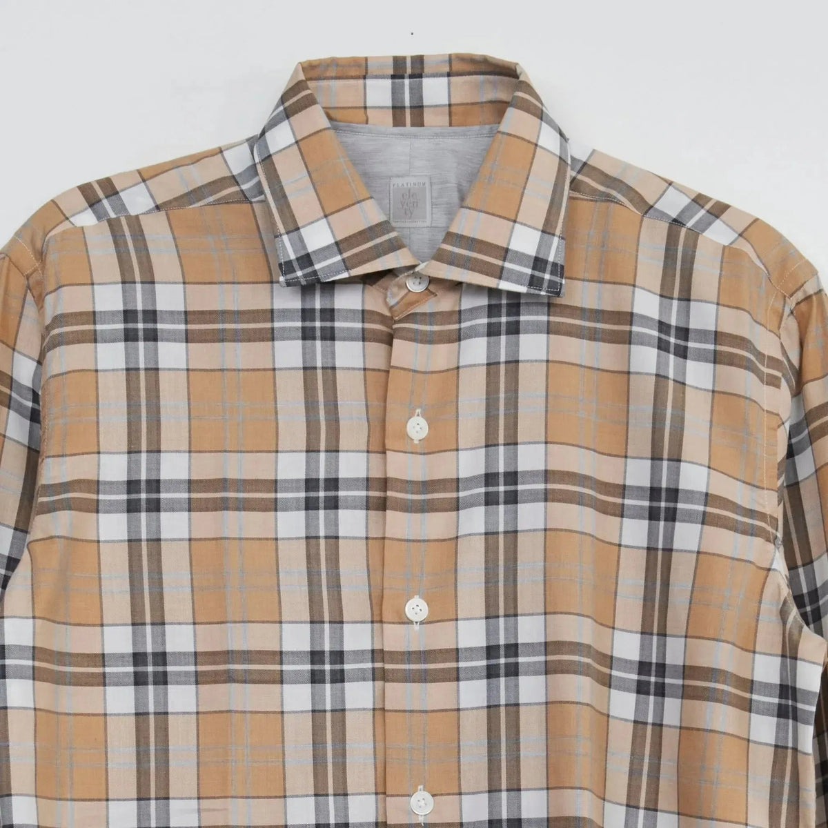 Eleventy Check Shirt Brown White - Malford_of_London_Tailoring_Archive