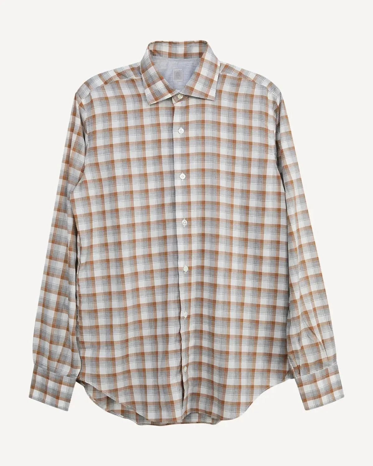 Eleventy Summer Check Shirt Beige White Grey - Malford_of_London_Tailoring_Archive