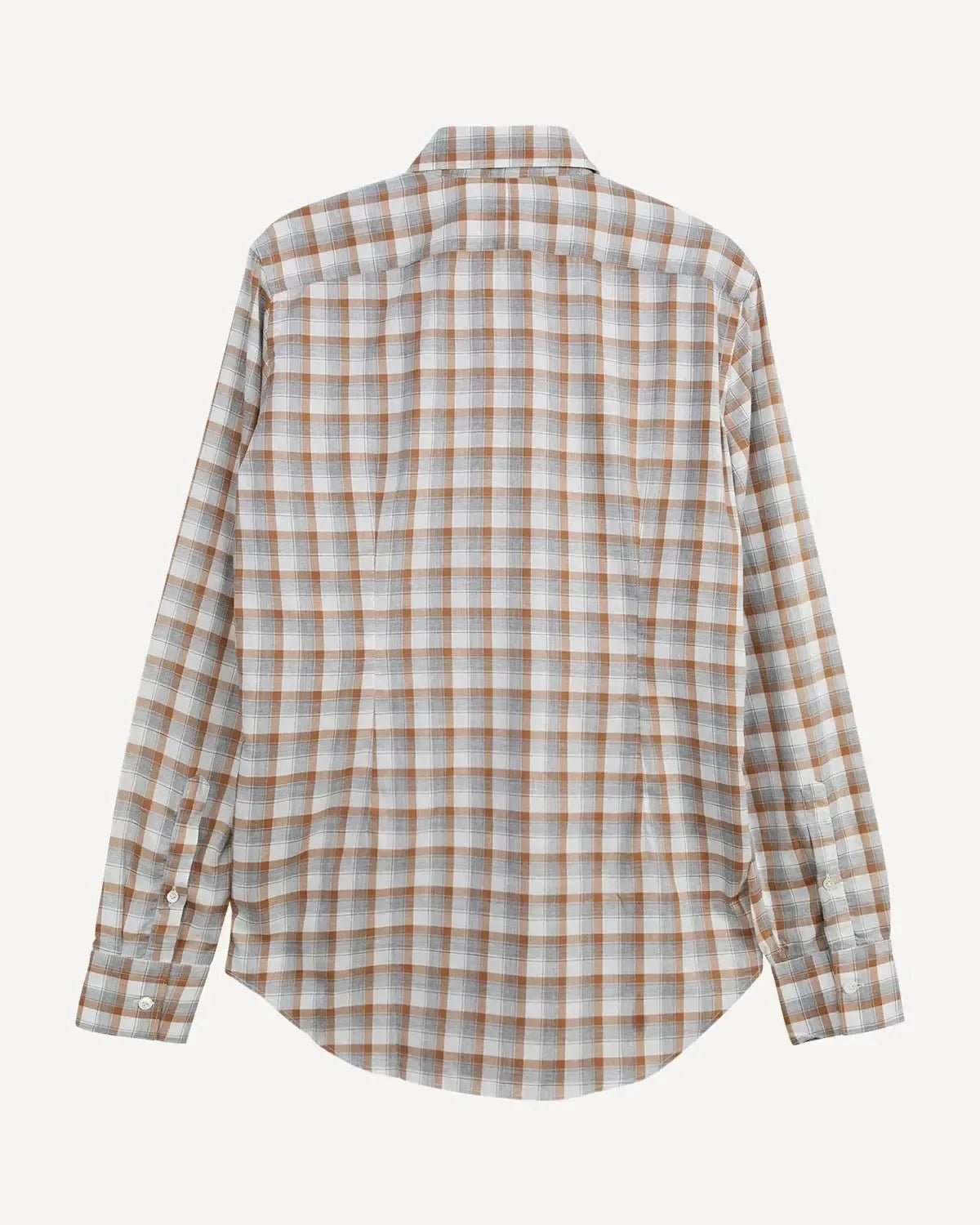 Eleventy Summer Check Shirt Beige White Grey - Malford_of_London_Tailoring_Archive