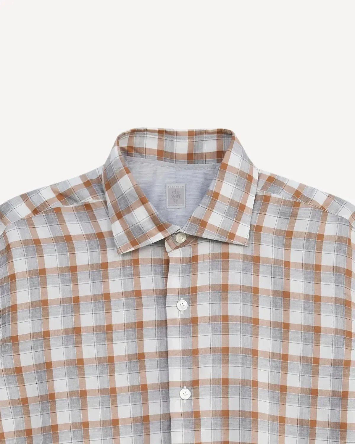 Eleventy Summer Check Shirt Beige White Grey - Malford_of_London_Tailoring_Archive