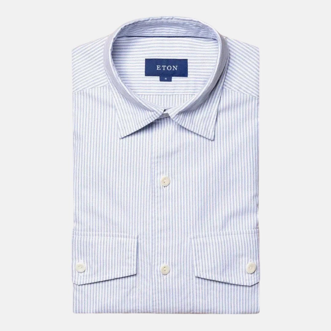 Eton Classic Fit Mid Blue Stripe Shirt – Savile Row Menswear Outlet | Malford of London
