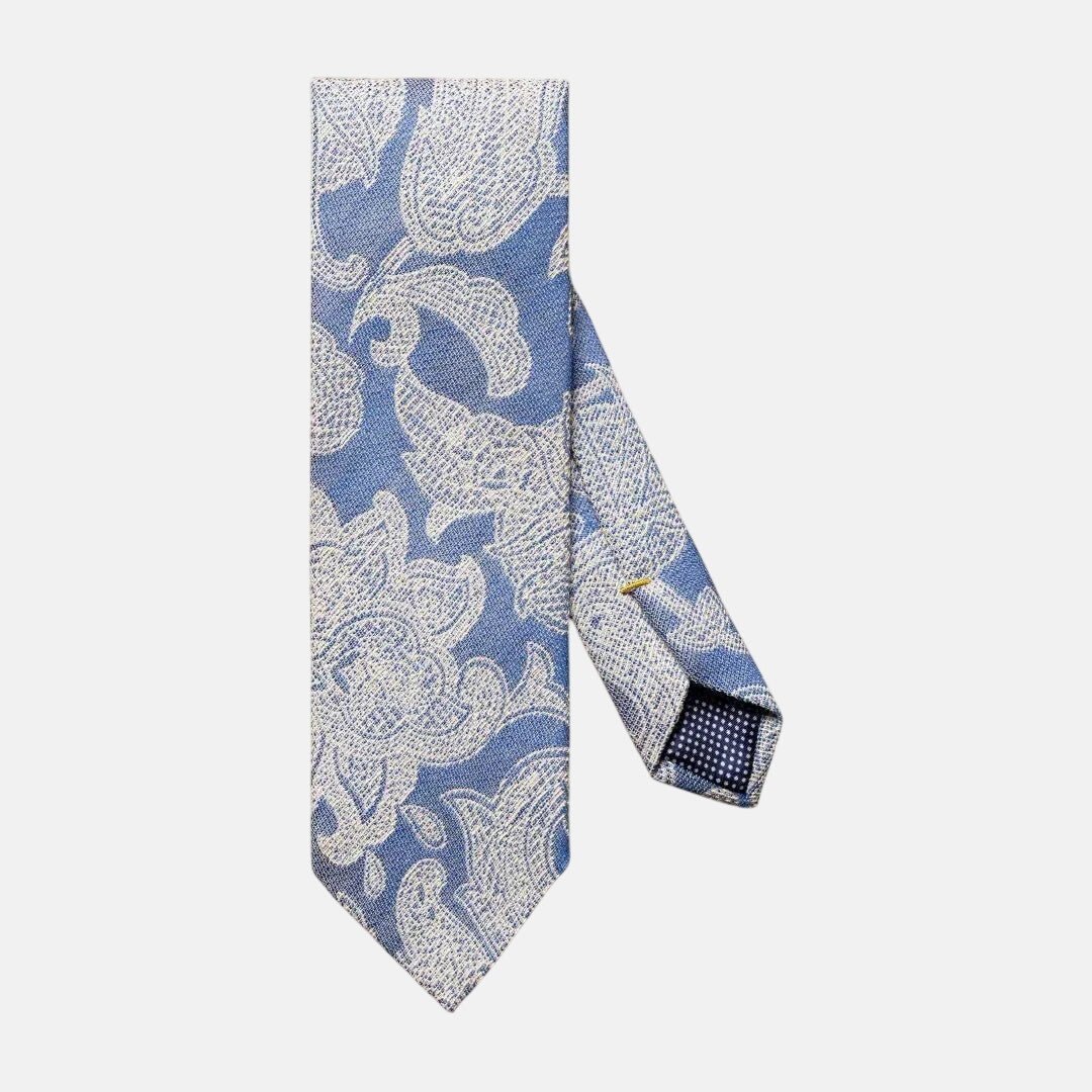 Eton Silk/Cotton Mix Floral Patterned Tie Dark Blue/Cream – Tailored Menswear | Malford of London