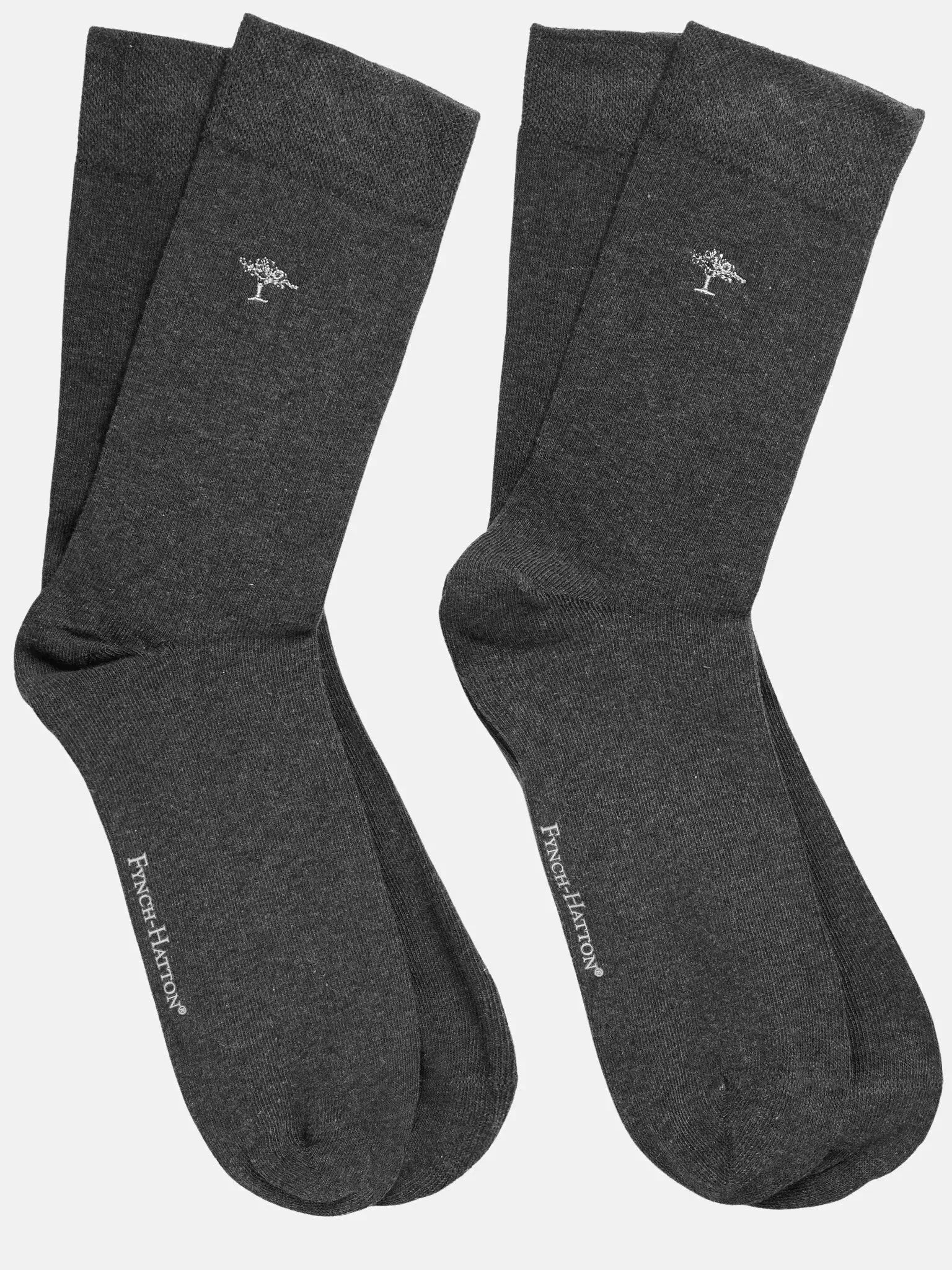 Fynch - Hatton 2 - Pack Logo Embroidery Socks Anthracite – Tailored Menswear | Malford of London