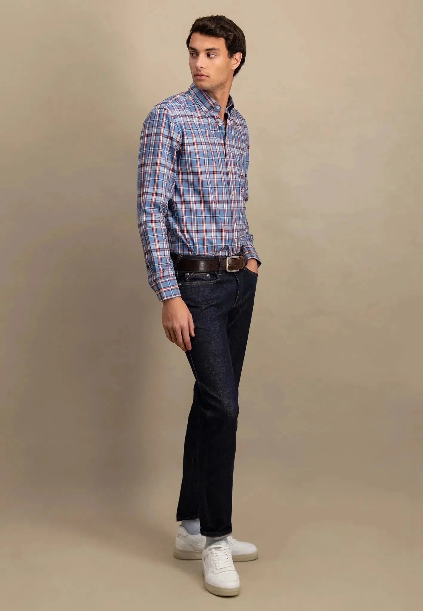Fynch - Hatton Classic Mixed Check Shirt Cloud Blue – Tailored Menswear | Malford of London