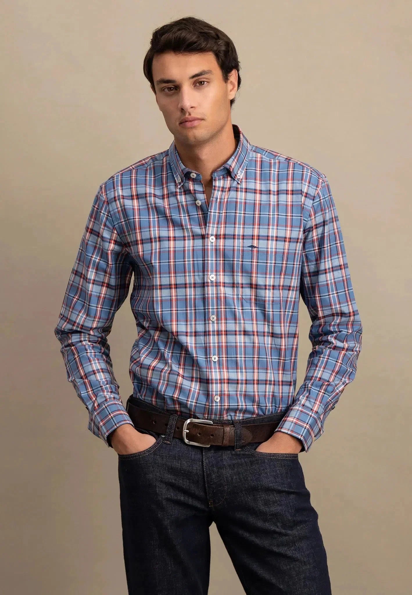 Fynch - Hatton Classic Mixed Check Shirt Cloud Blue – Tailored Menswear | Malford of London