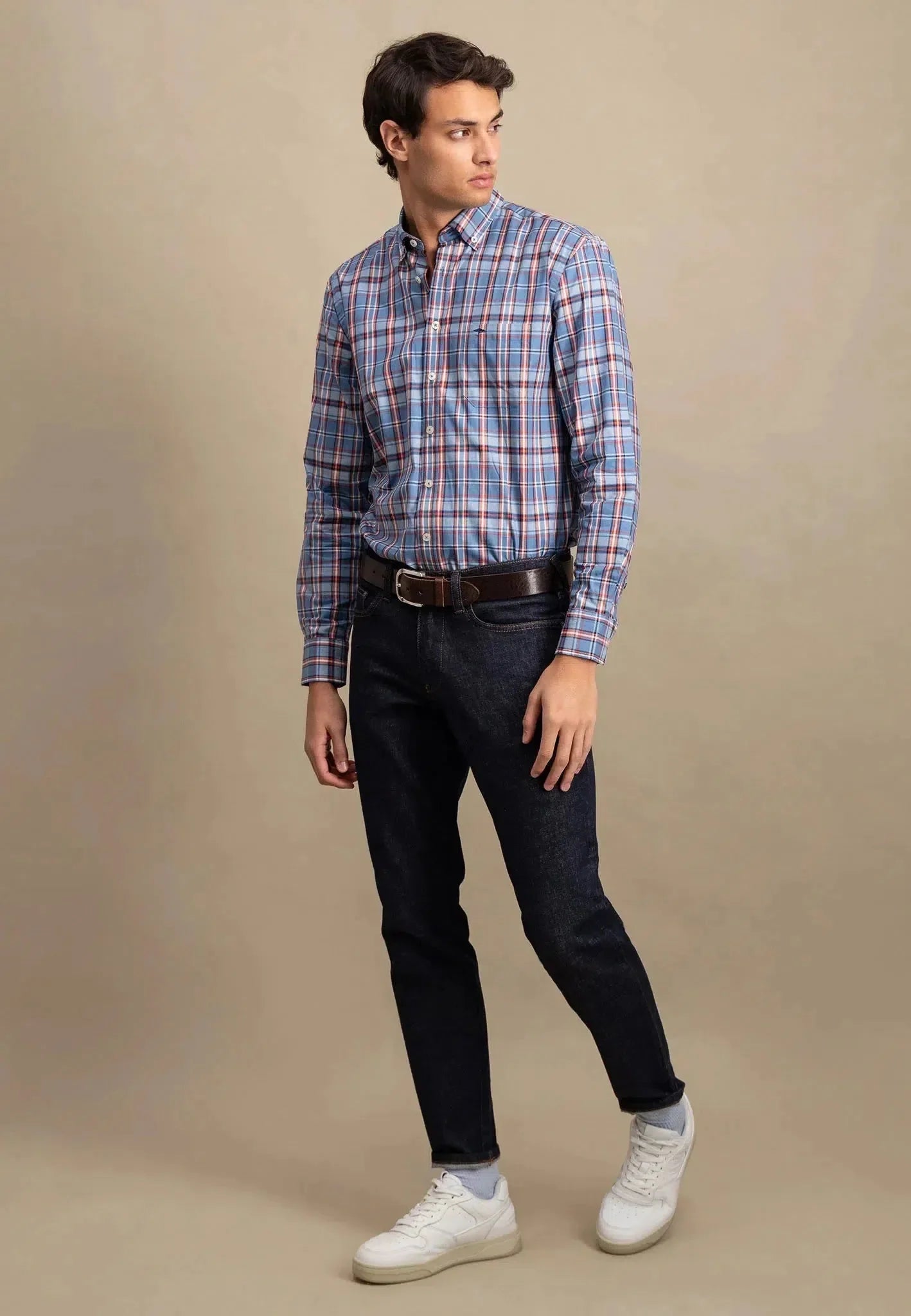 Fynch - Hatton Classic Mixed Check Shirt Cloud Blue – Tailored Menswear | Malford of London