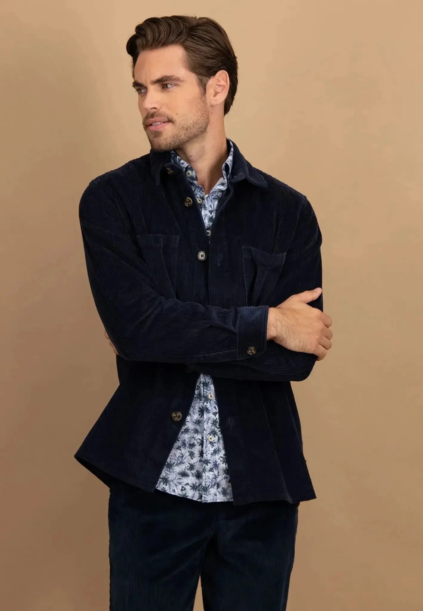 Fynch - Hatton Cotton Corduroy Overshirt Navy – Tailored Menswear | Malford of London