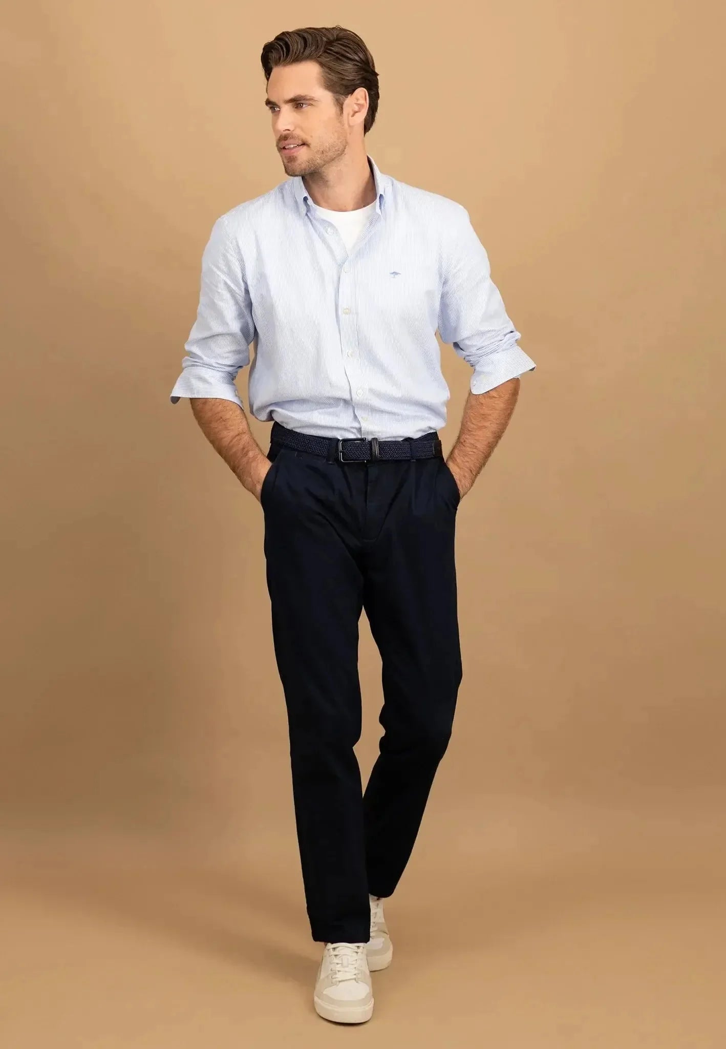 Fynch - Hatton Fine Oxford Stripe Button Down Shirt Crystal Blue – Tailored Menswear | Malford of London