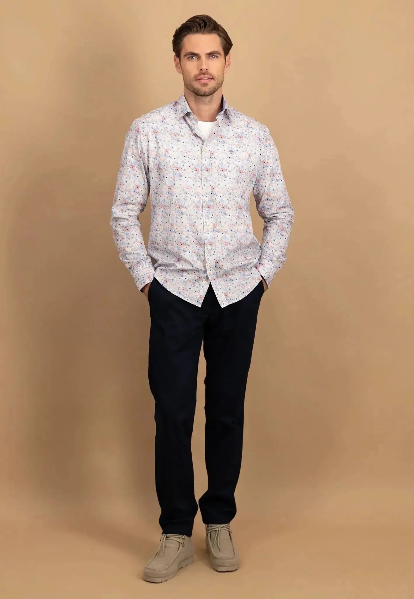 Fynch - Hatton Floral Kent Collar Shirt Peach – Tailored Menswear | Malford of London