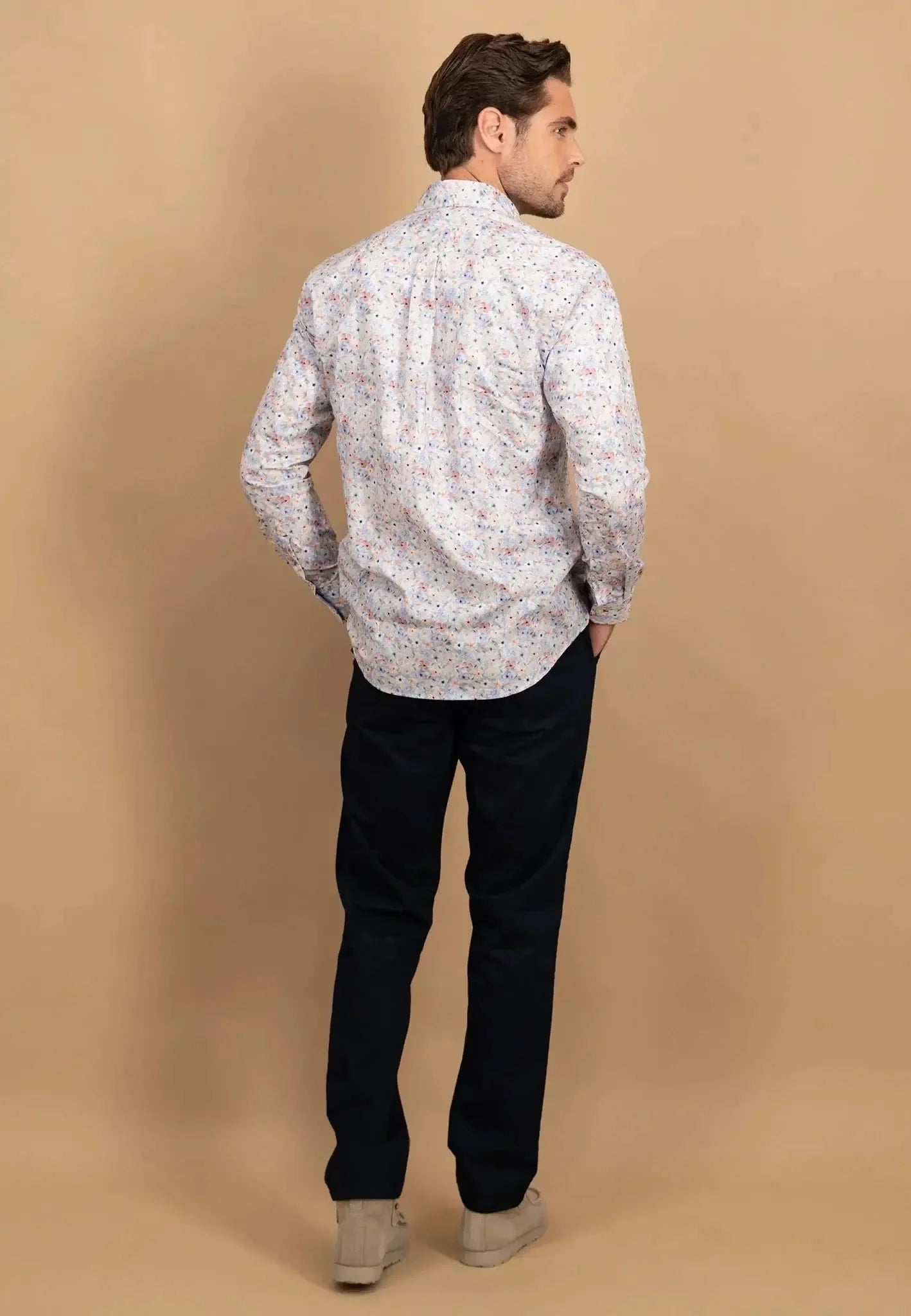 Fynch - Hatton Floral Kent Collar Shirt Peach – Tailored Menswear | Malford of London