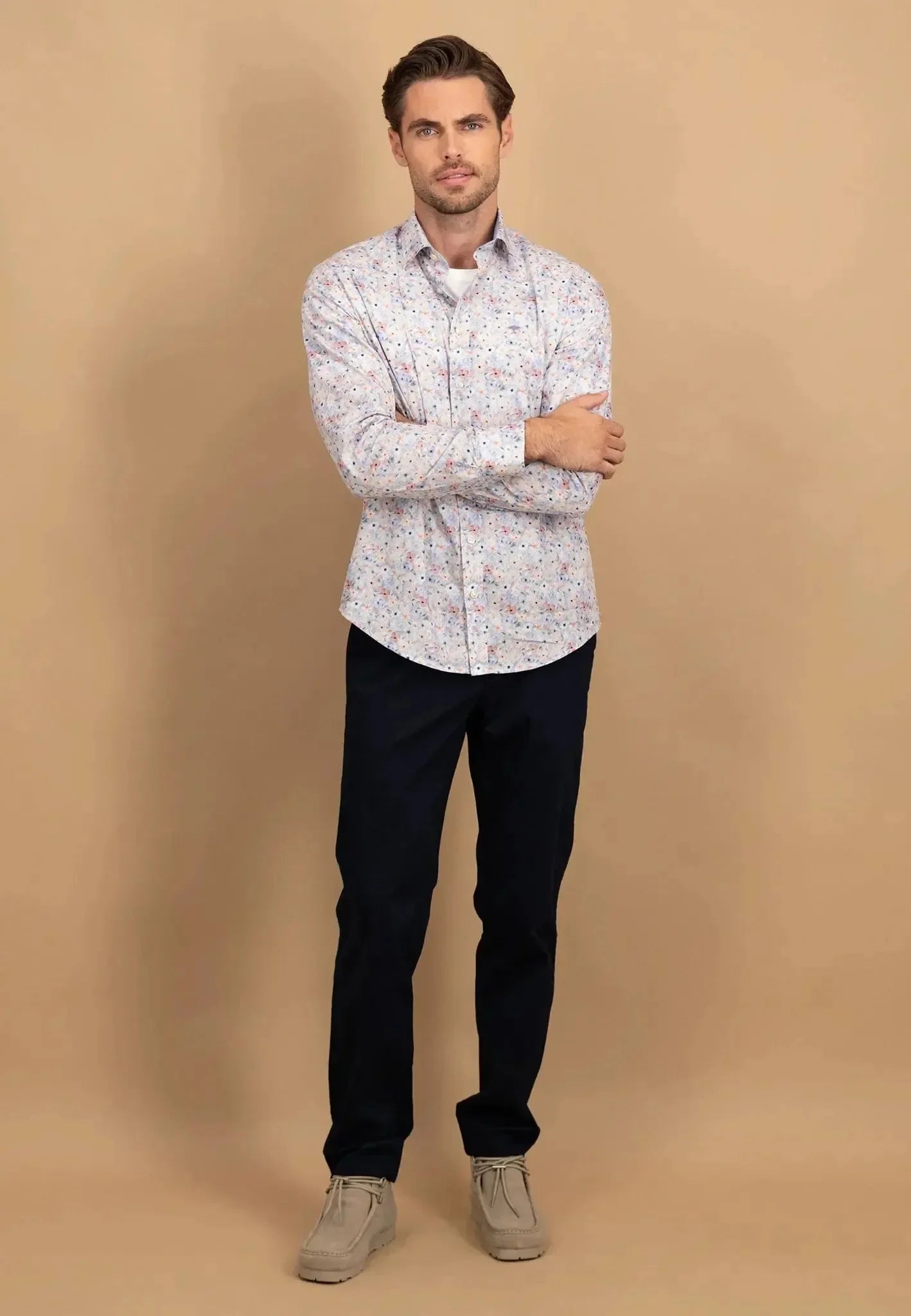 Fynch - Hatton Floral Kent Collar Shirt Peach – Tailored Menswear | Malford of London