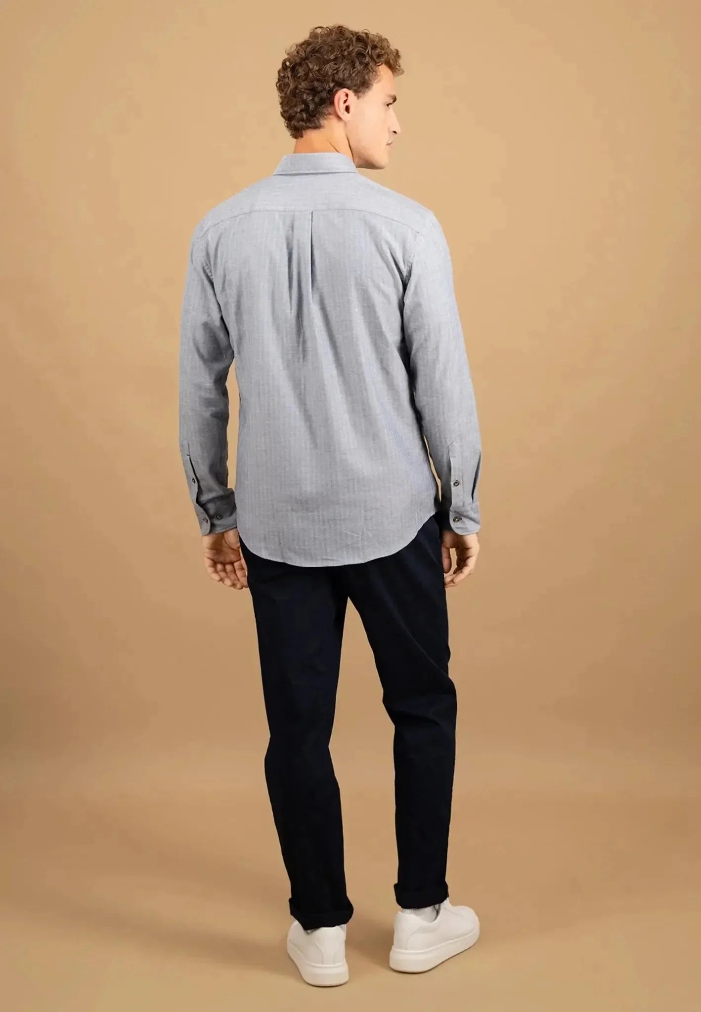 Fynch - Hatton Herringbone Flannel Button Down Shirt Navy – Tailored Menswear | Malford of London