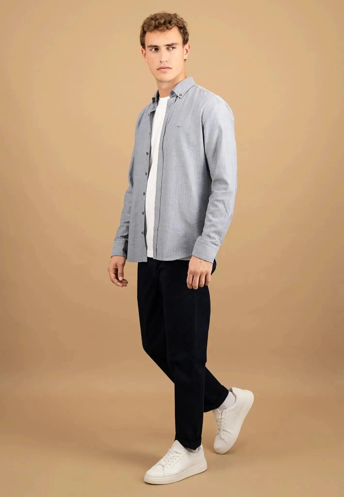 Fynch - Hatton Herringbone Flannel Button Down Shirt Navy – Tailored Menswear | Malford of London