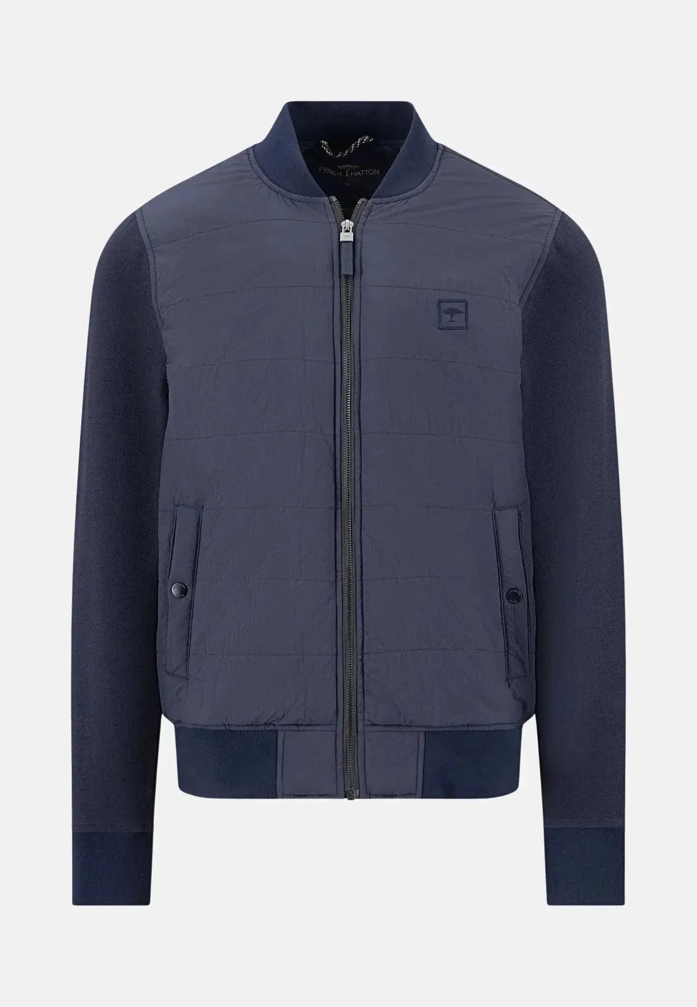 Fynch - Hatton Hybrid Quilted Bomber Jacket Navy – Tailored Menswear | Malford of London
