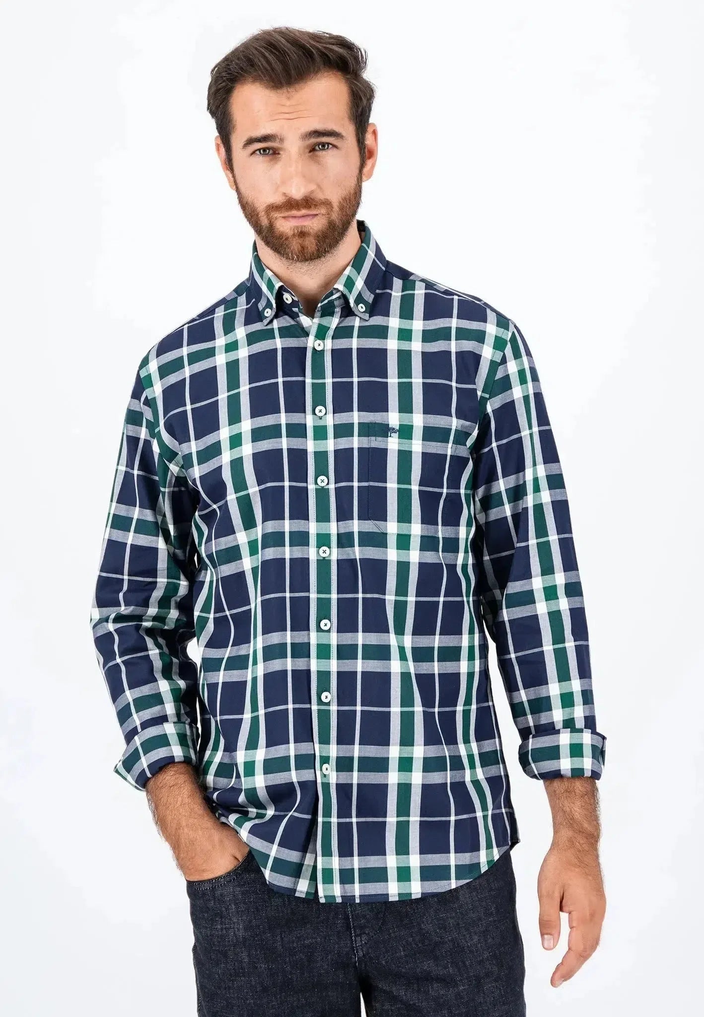Fynch - Hatton Large Check Shirt Navy – Tailored Menswear | Malford of London