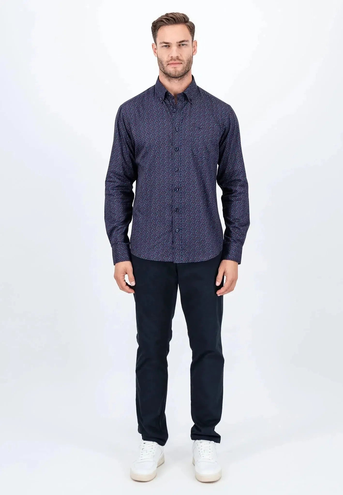 Fynch - Hatton Leaf Print Mix Shirt Pale Blush – Tailored Menswear | Malford of London