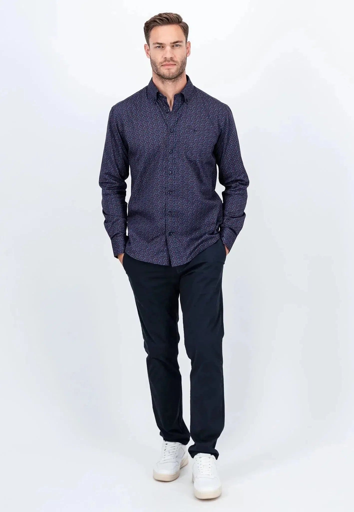 Fynch - Hatton Leaf Print Mix Shirt Pale Blush – Tailored Menswear | Malford of London