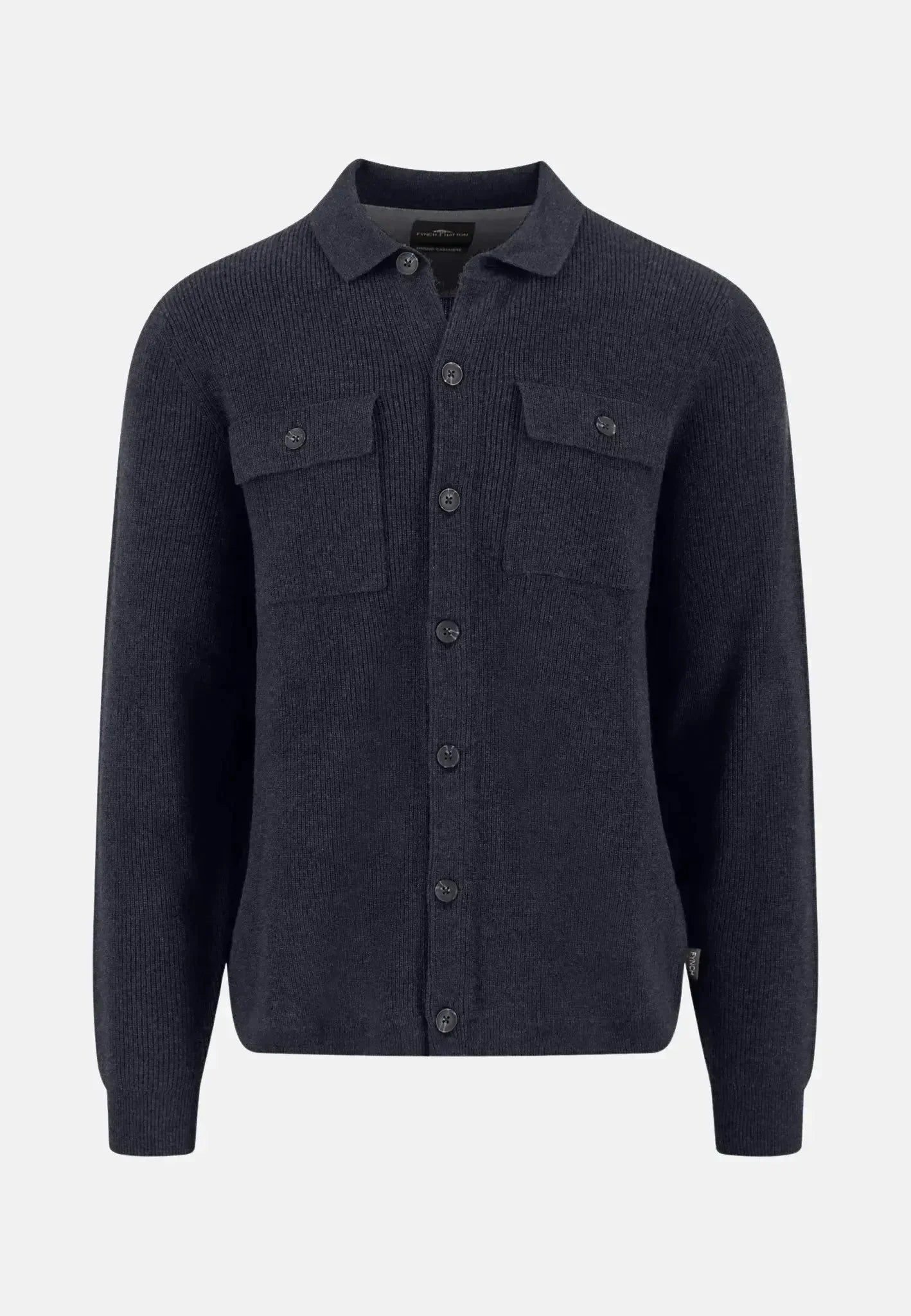 Fynch - Hatton Merino Wool Cashmere Buttoned Cardigan Navy – Tailored Menswear | Malford of London