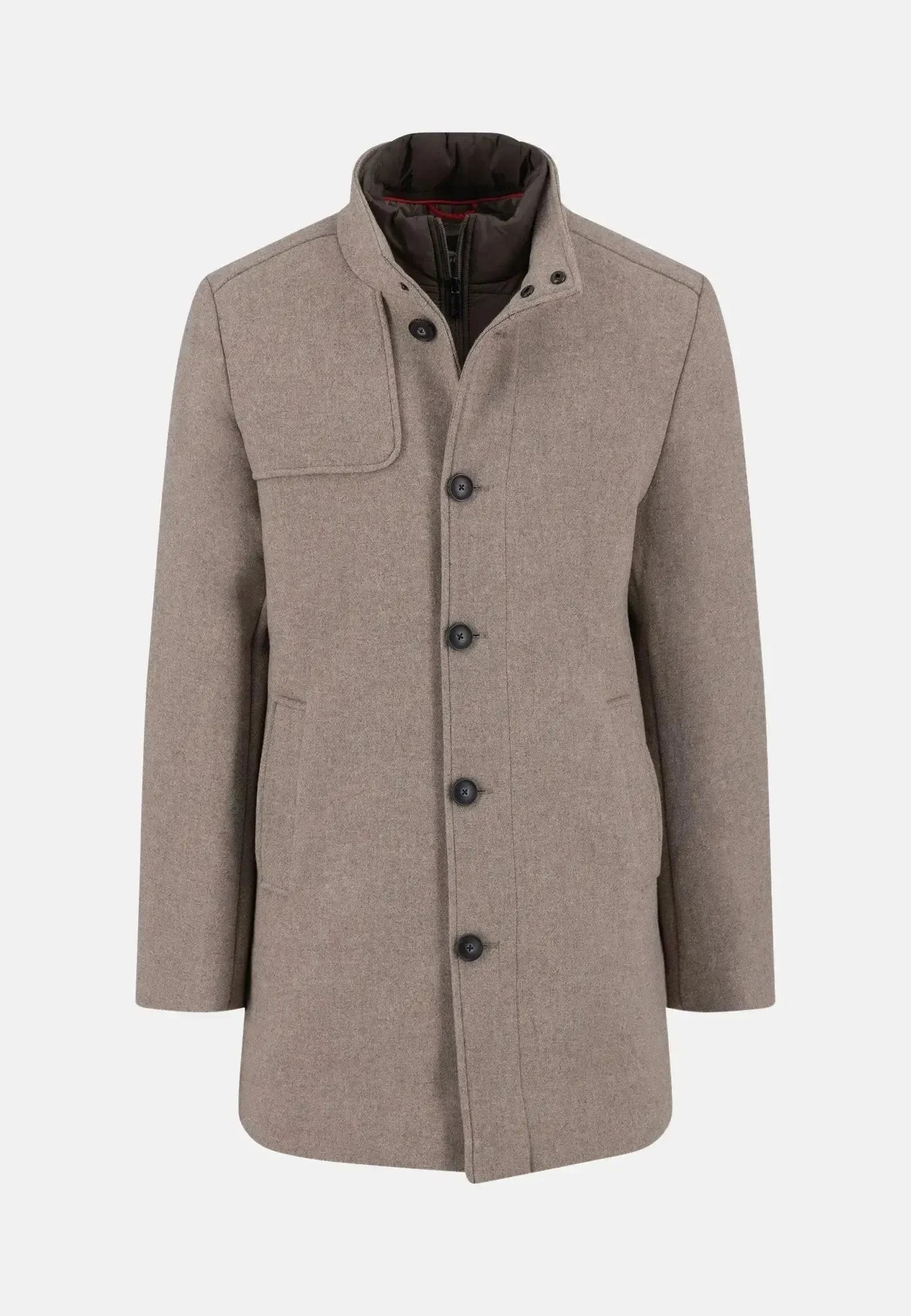 Fynch - Hatton Standcollar Insert Wool Mix Coat Sand – Tailored Menswear | Malford of London