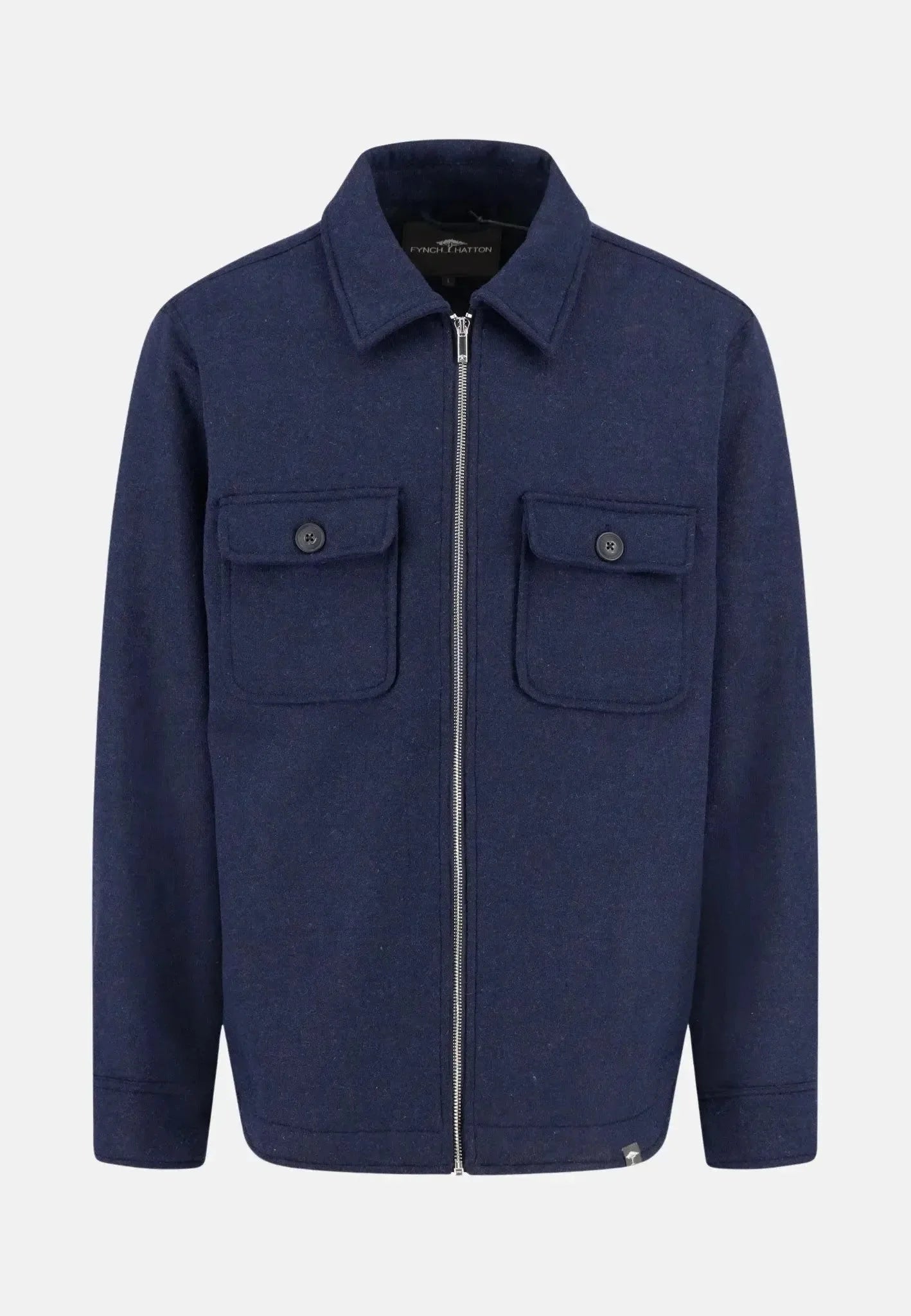 Fynch - Hatton Wool Blend Melange Overshirt Dark Navy – Tailored Menswear | Malford of London