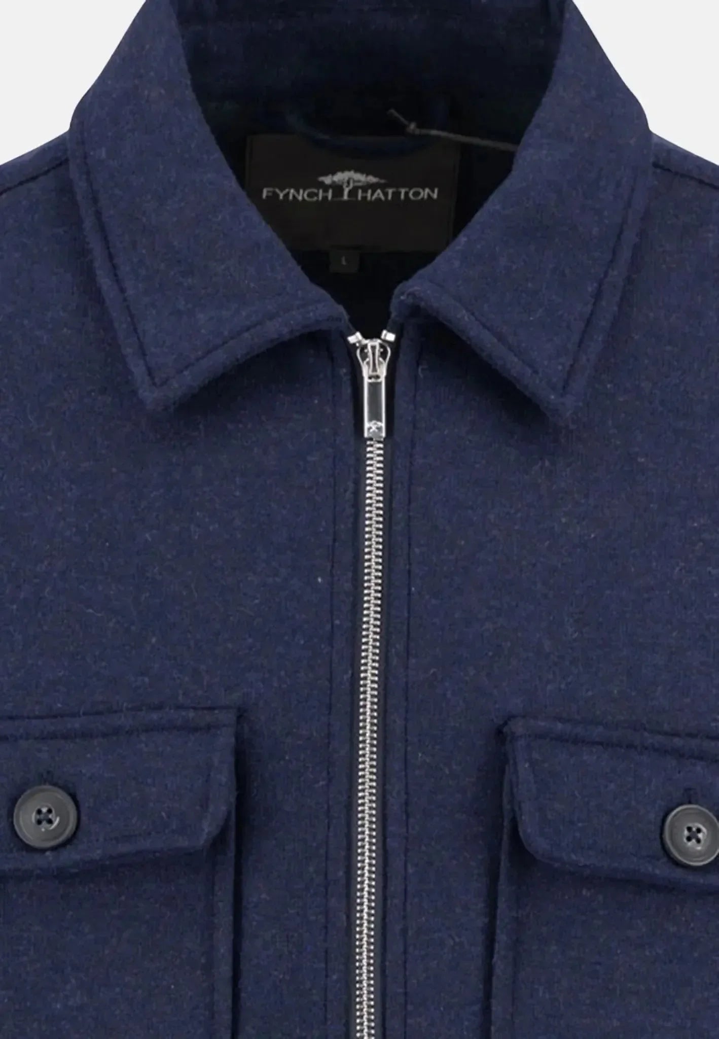 Fynch - Hatton Wool Blend Melange Overshirt Dark Navy – Tailored Menswear | Malford of London