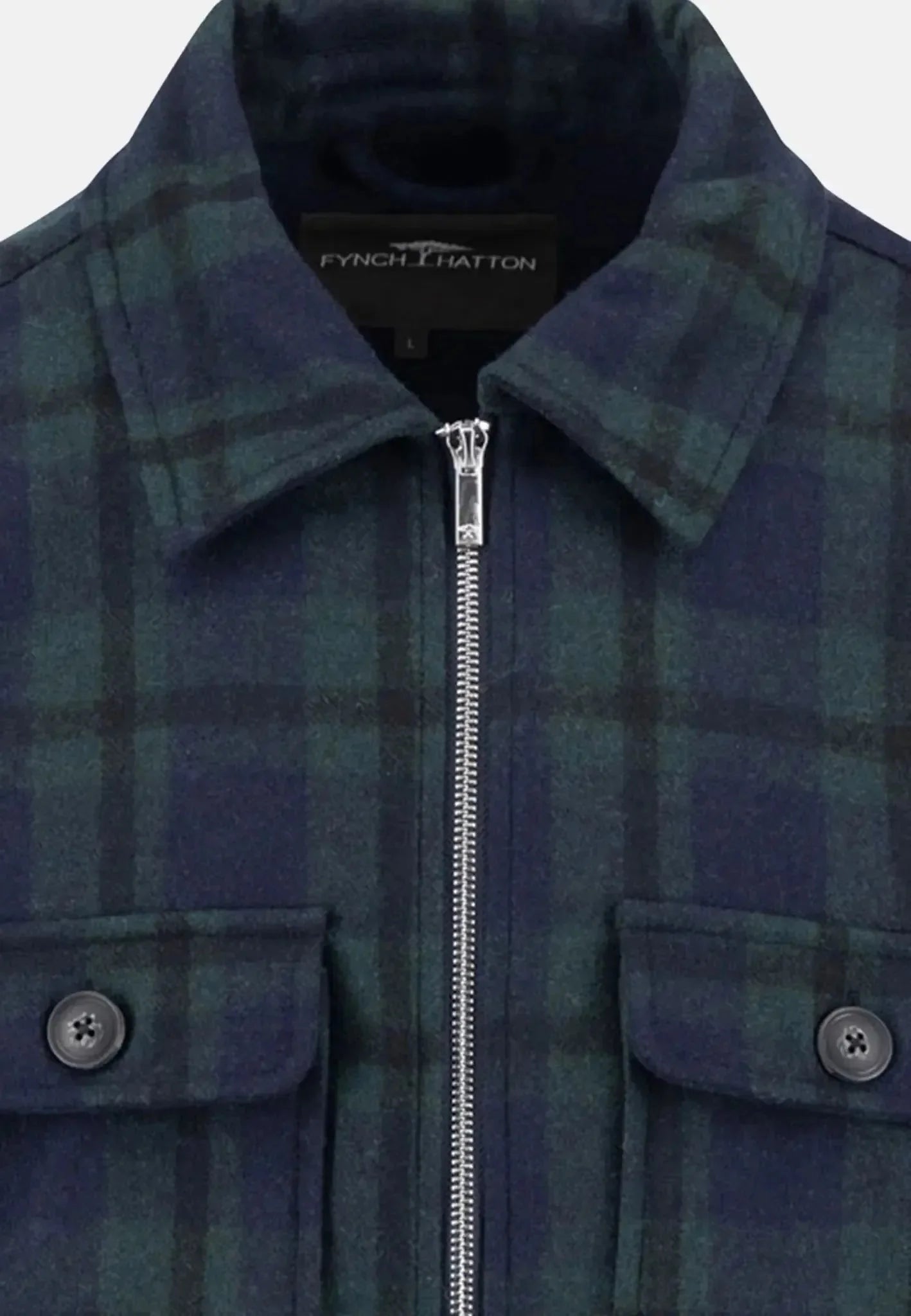 Fynch - Hatton Wool Mix Checked Overshirt Dark Navy – Tailored Menswear | Malford of London