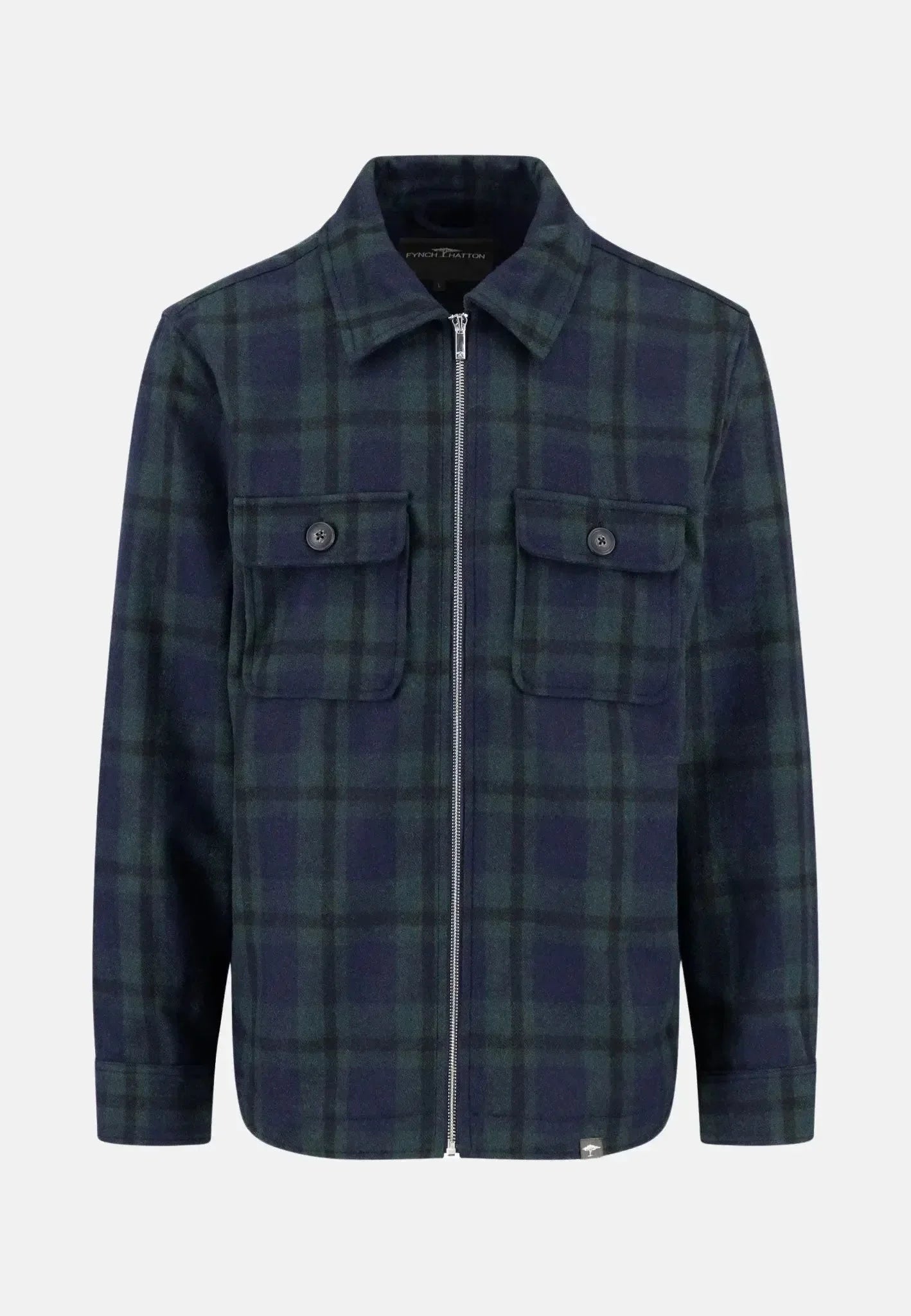Fynch - Hatton Wool Mix Checked Overshirt Dark Navy – Tailored Menswear | Malford of London