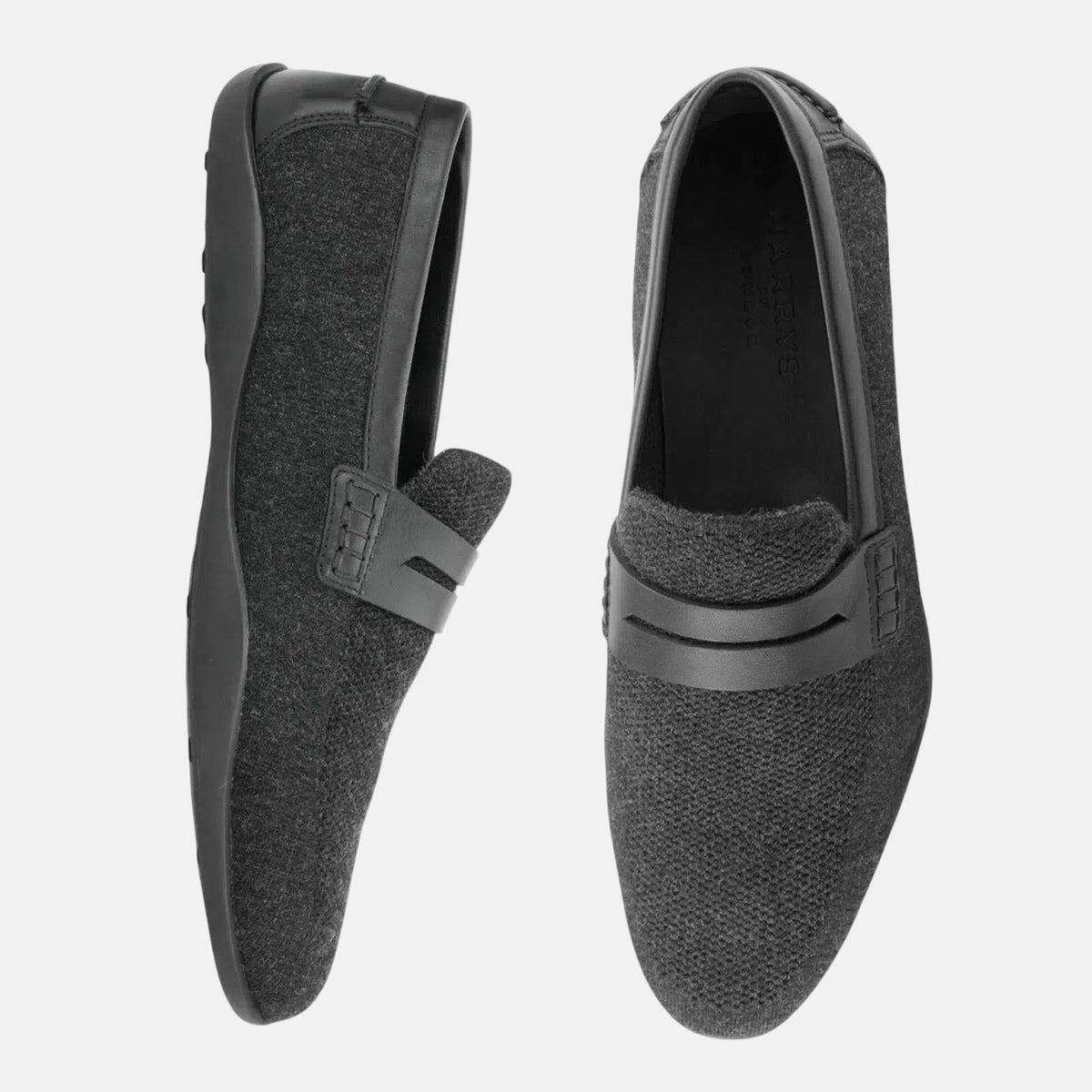 Harry of London Men\'s Suede Loafers - Dark Gray‎ size 46 US12 Loafer Harrys Of London Solid Casual Shoes for Men for sale  main image 2