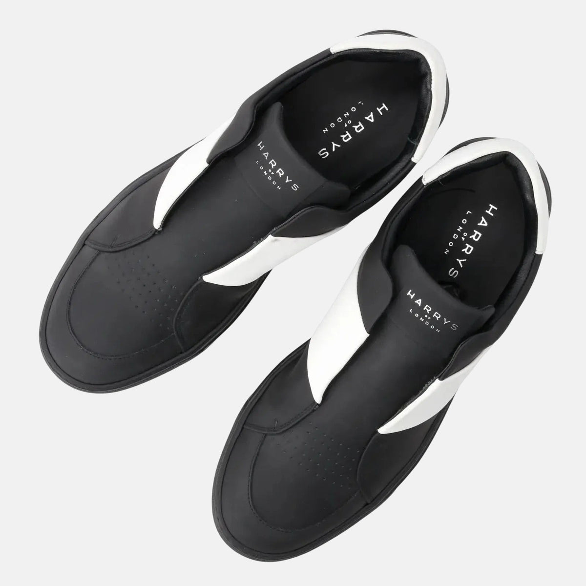 Harrys Of London Bolt 2 Tech Leather Trainer Black White - Malford_of_London_Tailoring_Archive