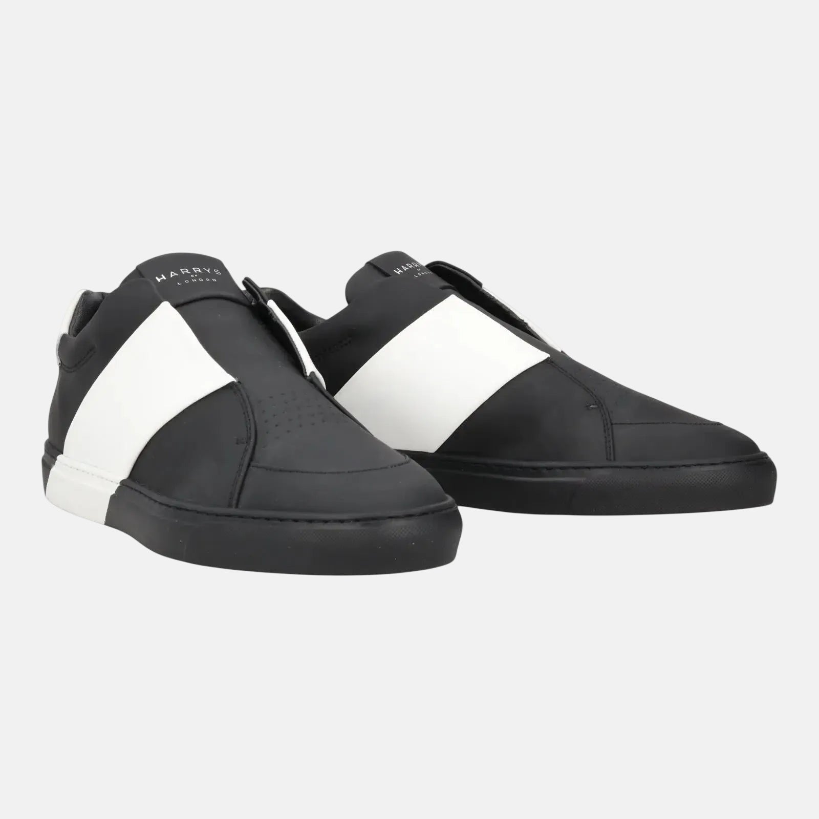 Harrys Of London Bolt 2 Tech Leather Trainer Black White – Savile Row Menswear Outlet | Malford of London