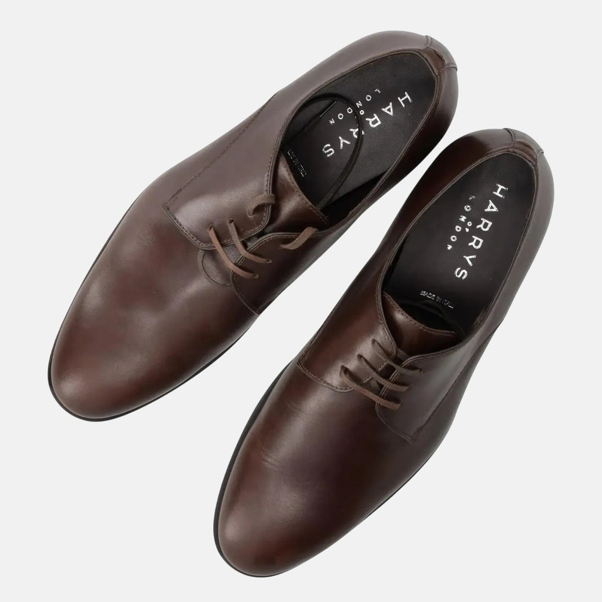 Harrys Of London Christopher R Polished Leather Derby Shoe Dark Brown - Malford_of_London_Tailoring_Archive