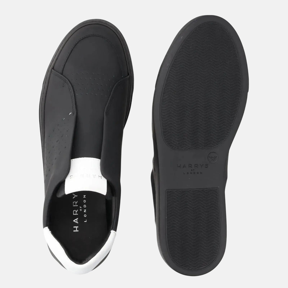 Harrys Of London Track Tech Leather Trainer Black White - Malford_of_London_Tailoring_Archive