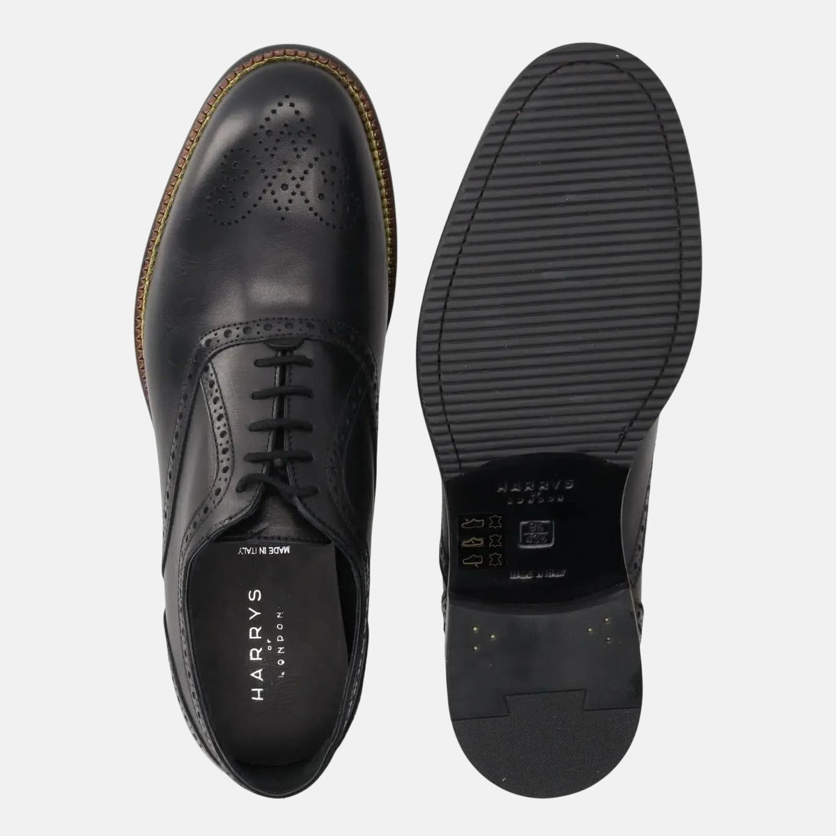 Harrys Of London Trillion Leather Brogue Black - Malford_of_London_Tailoring_Archive