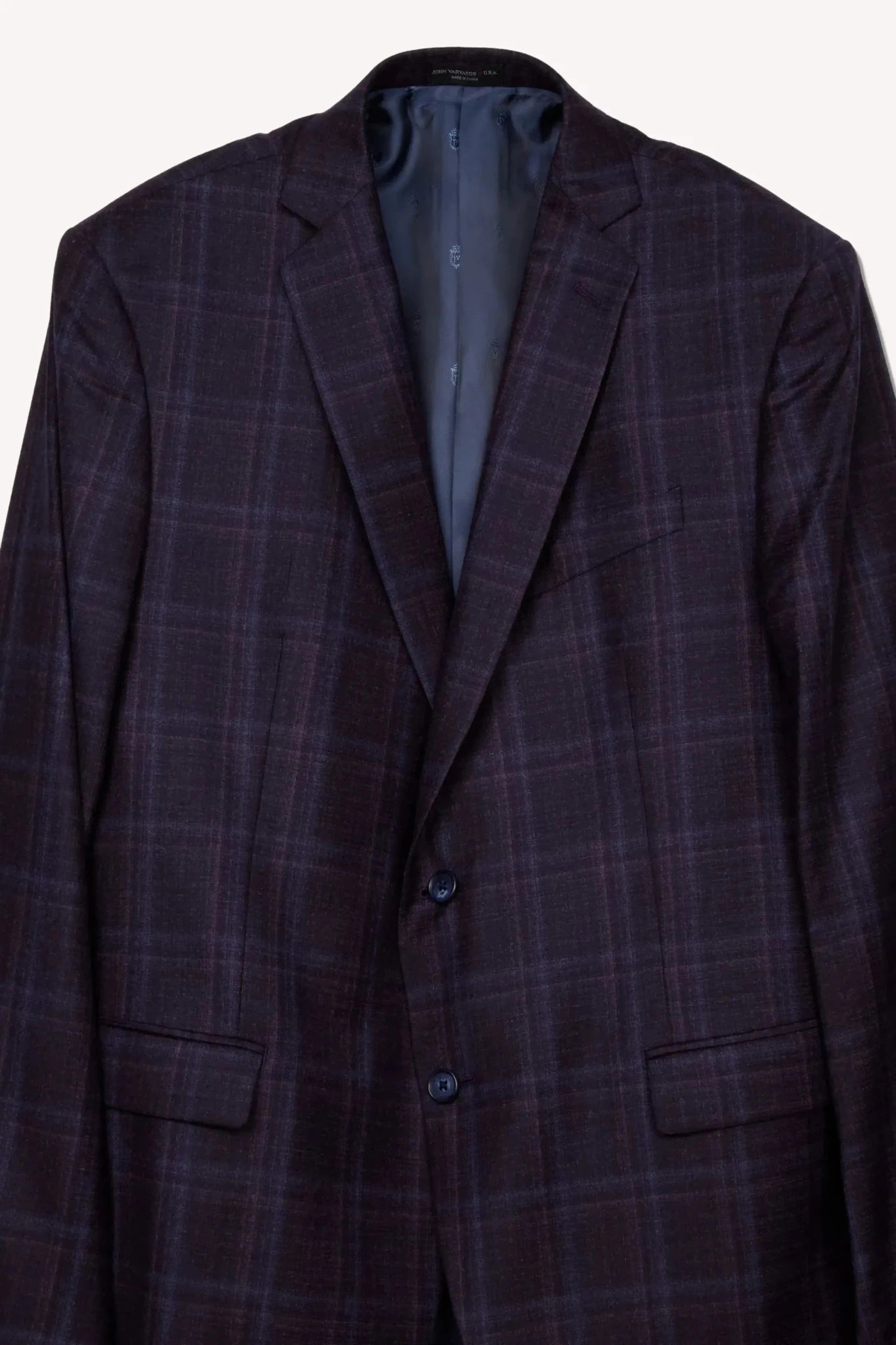 John Varvatos Single Breasted Overcheck Sports Jacket Purple Blue – Tailored Menswear | Malford of London