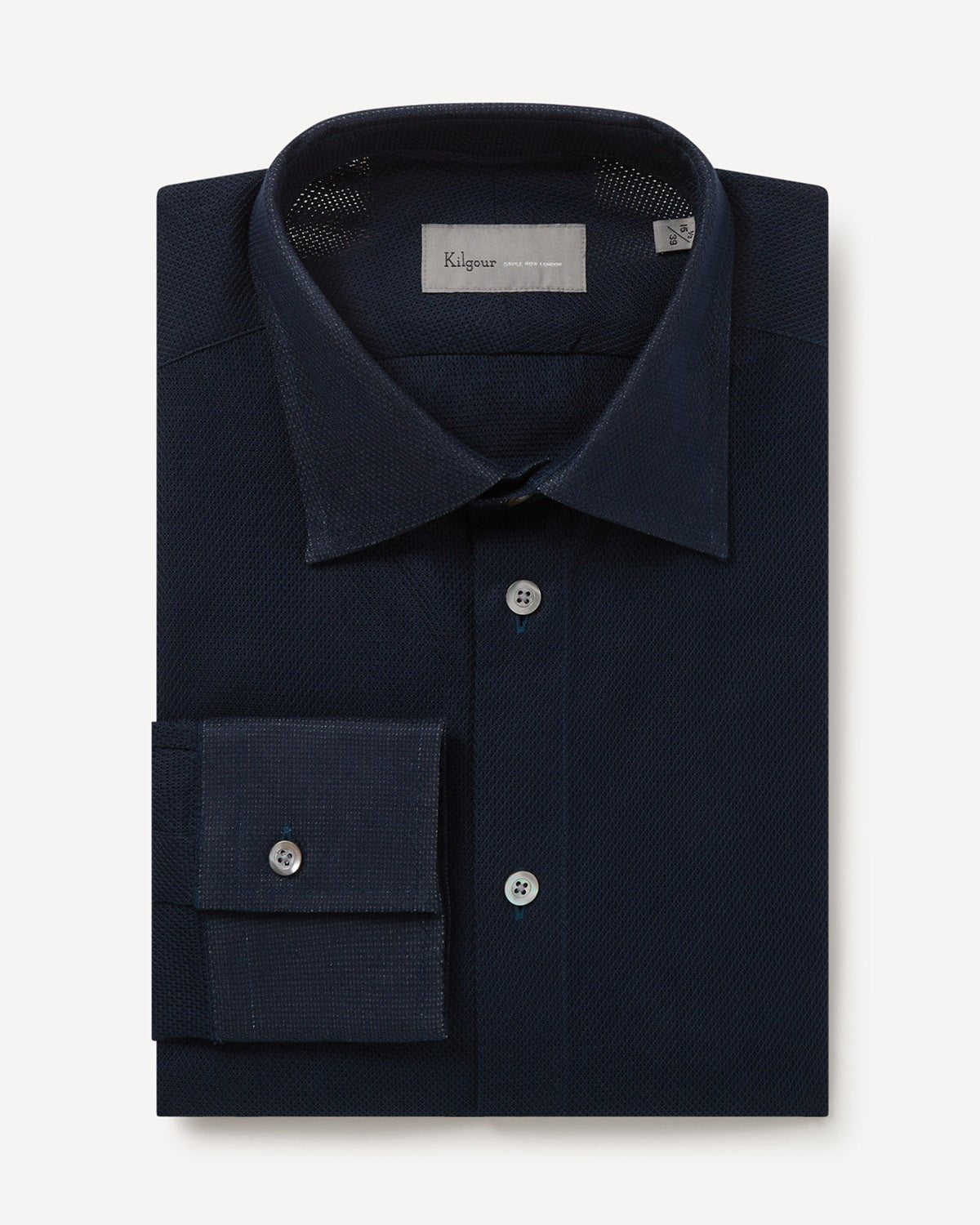 Kilgour Textured Weave Shirt Navy – Savile Row Menswear Outlet | Malford of London