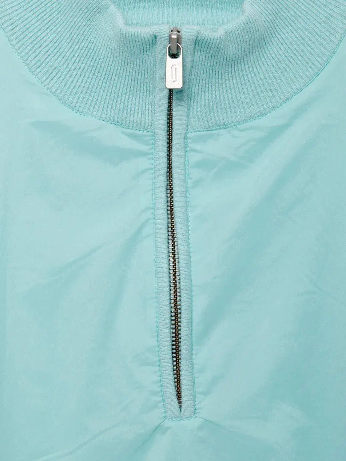 Richard James 1/4 Zip Woven Front Aqua - Malford_of_London_Tailoring_Archive